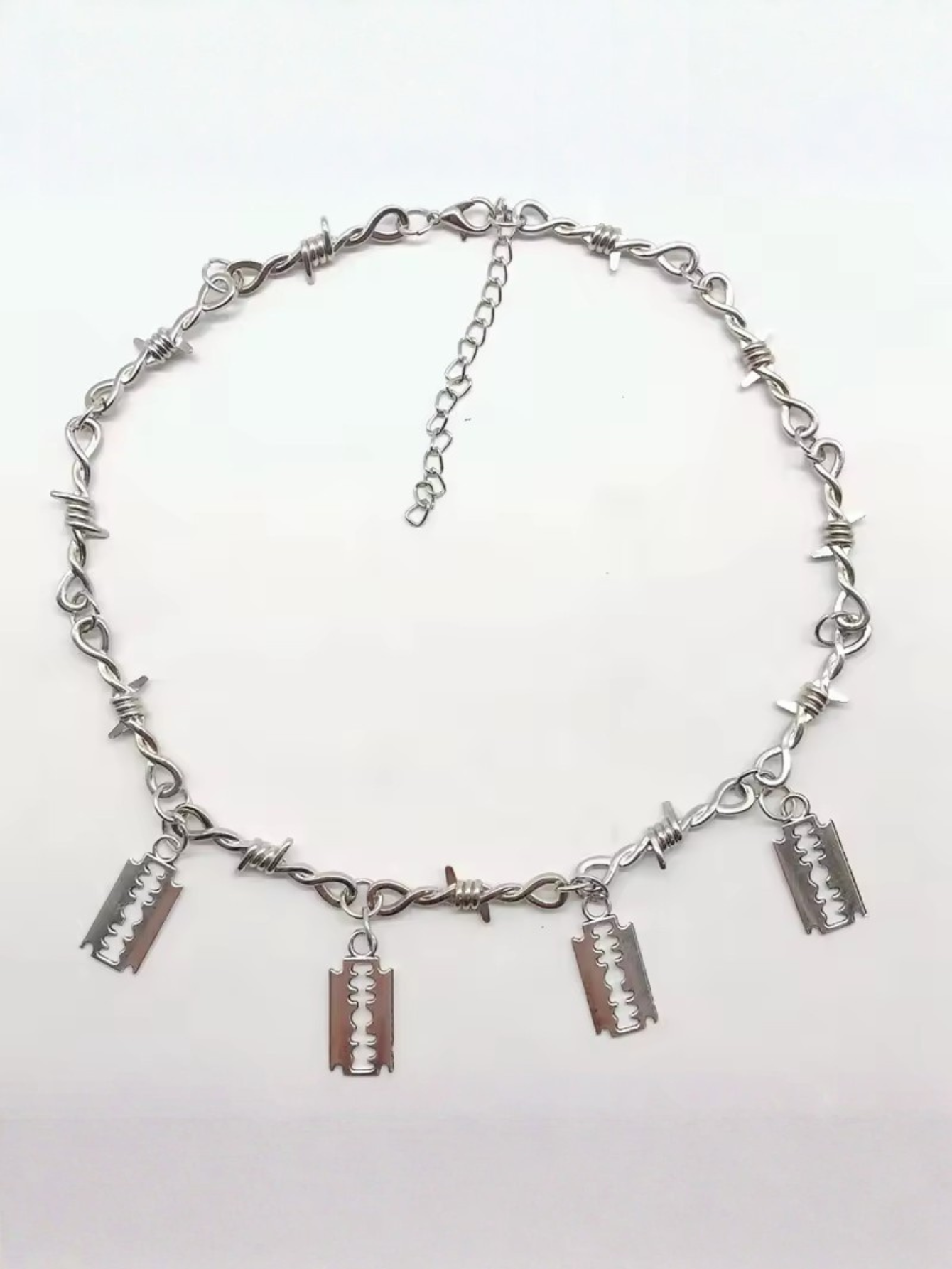 Barbed Wire Razor Blade Chain Necklace