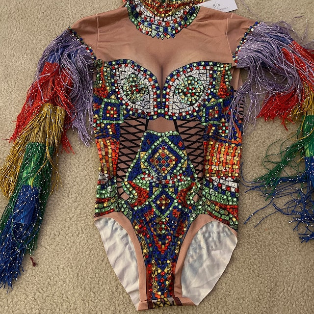 Diamond Rainbow Monokini Fringe Costume