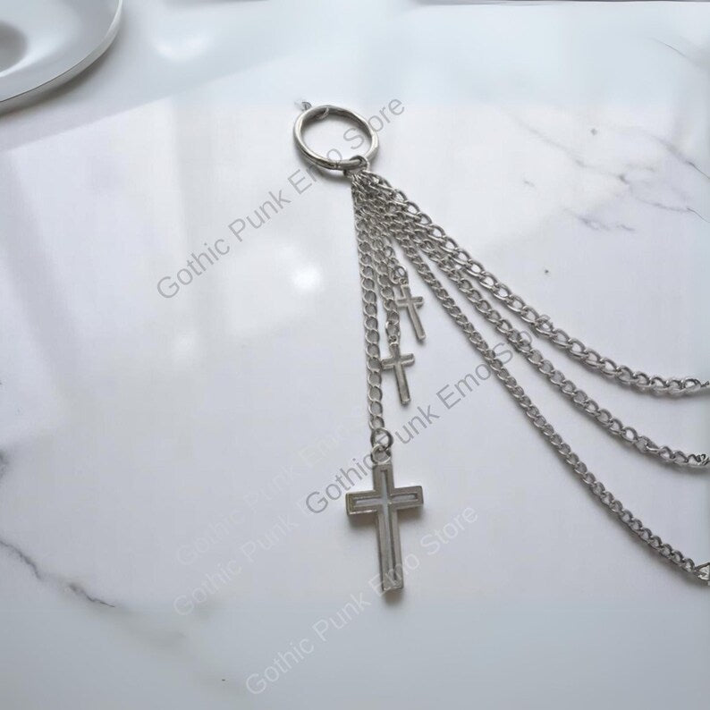 Cross O Ring 3-Layered Pants Chain: Punk Goth Biker Style