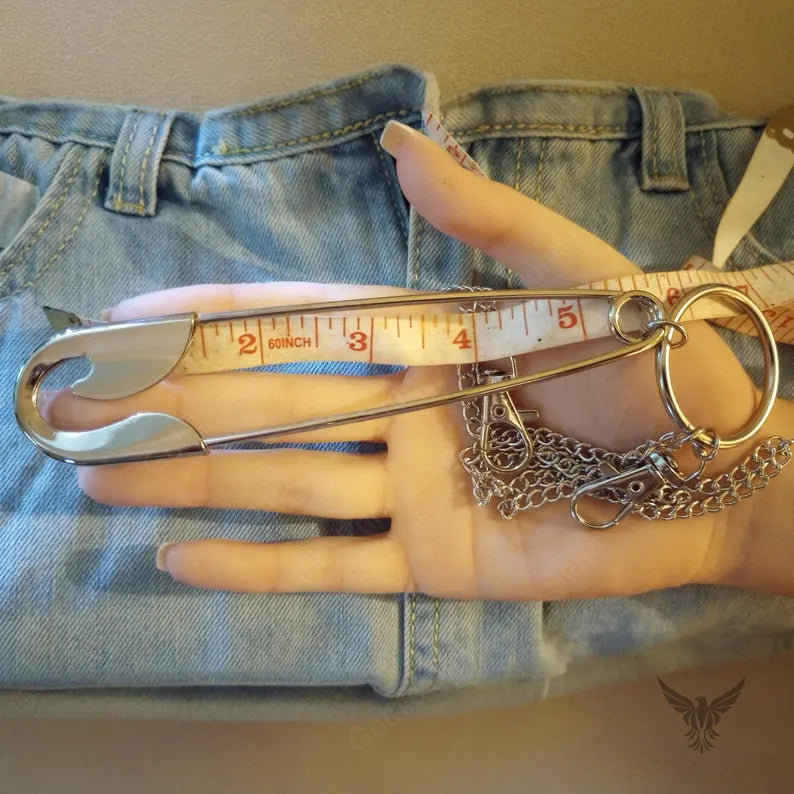 Punk Safety Pin Pants Chain