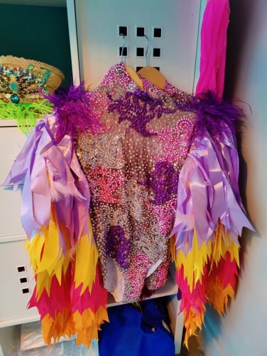 Diamond Monokini Feather Fur Costume