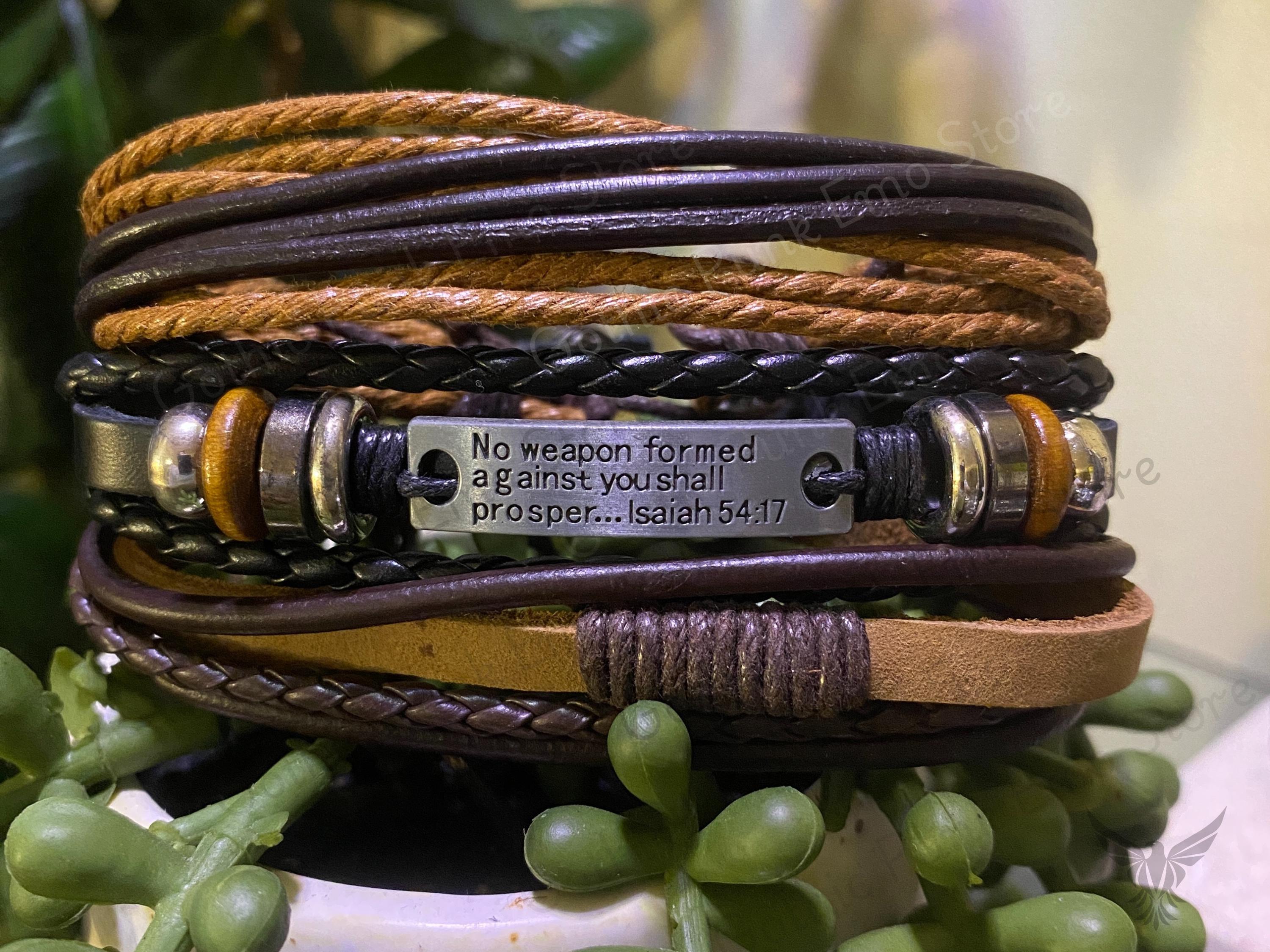 Cross Bible Bracelets 3pc Isaiah 54:17
