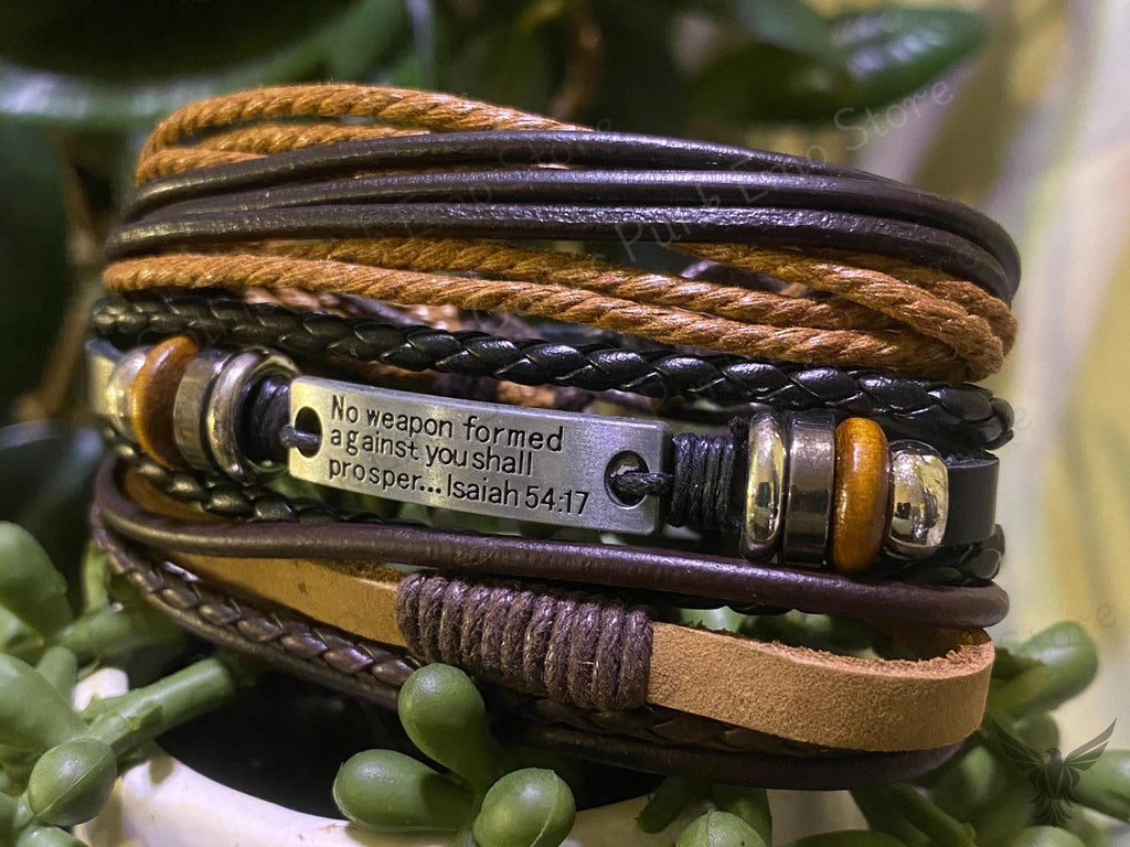 Cross Bible Bracelets 3pc Isaiah 54:17