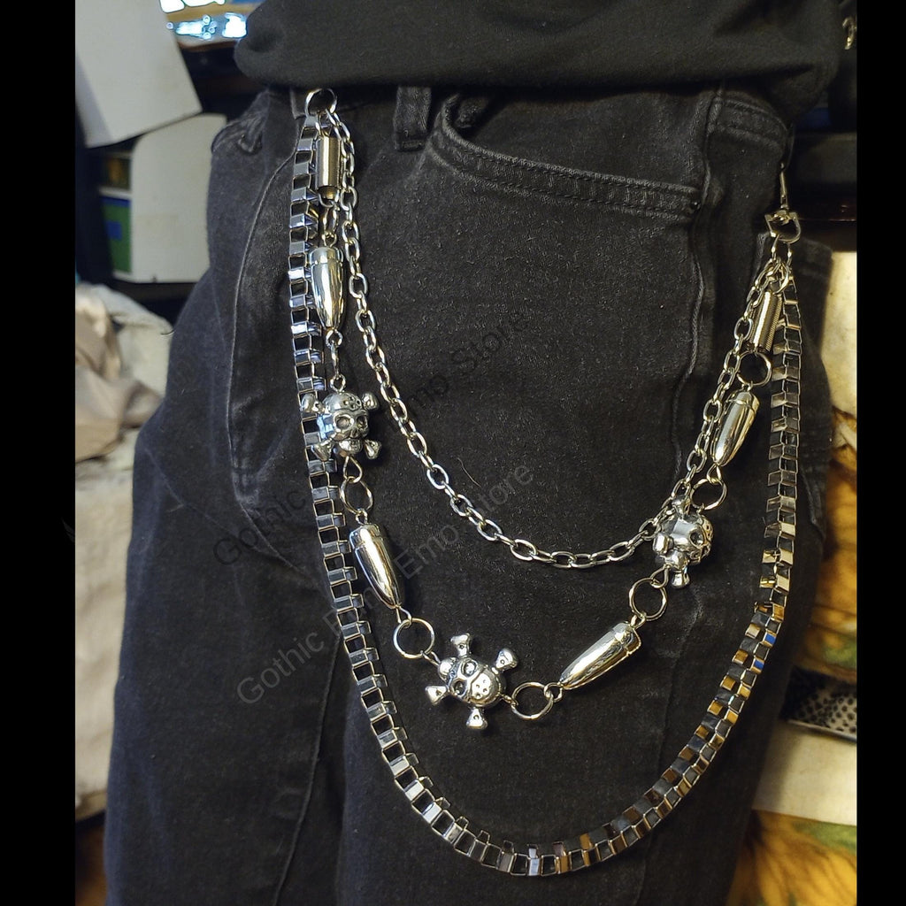 Spiked Bullet Skull Chain
