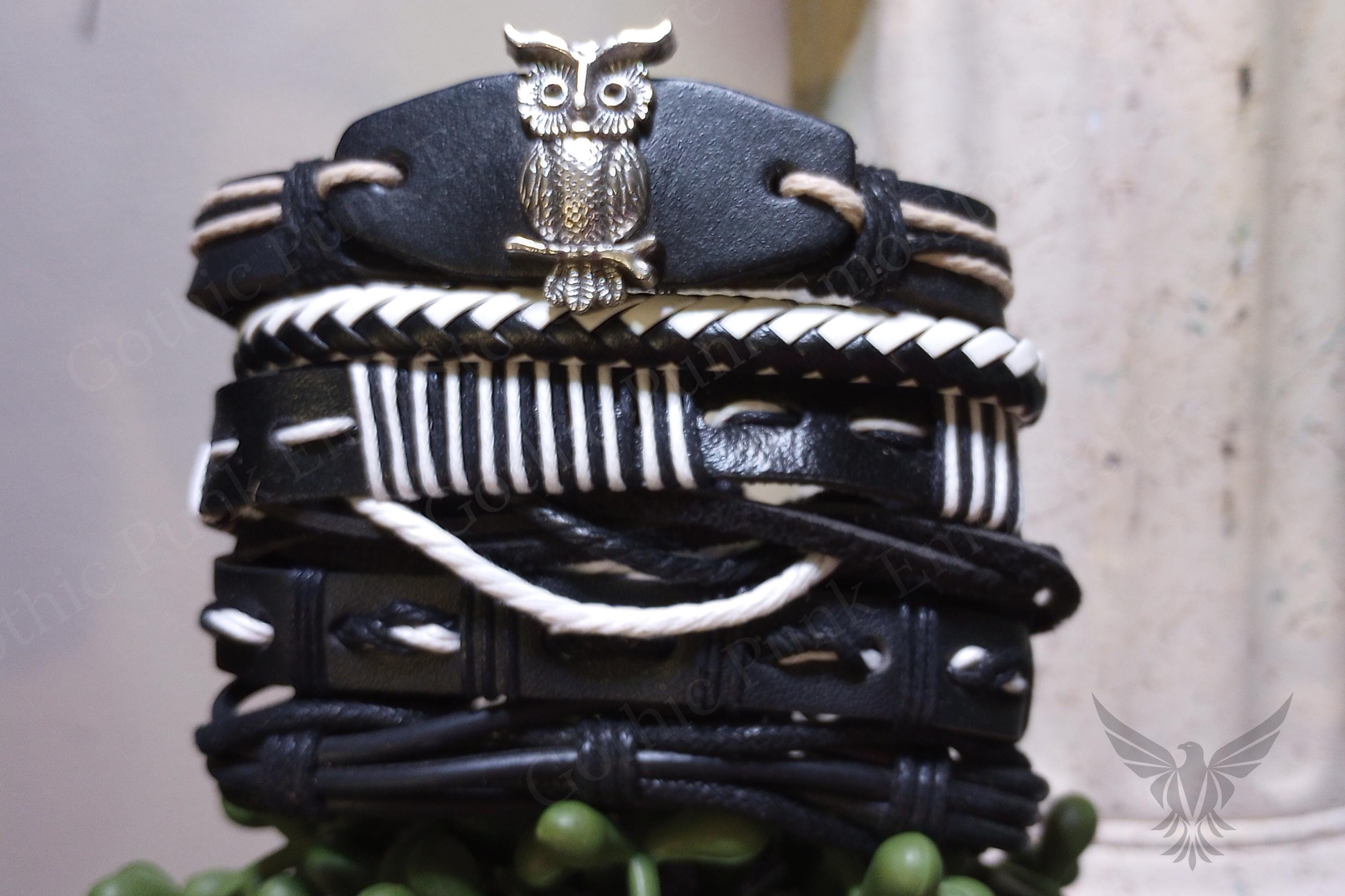 6PC Faux Leather Bracelet Set