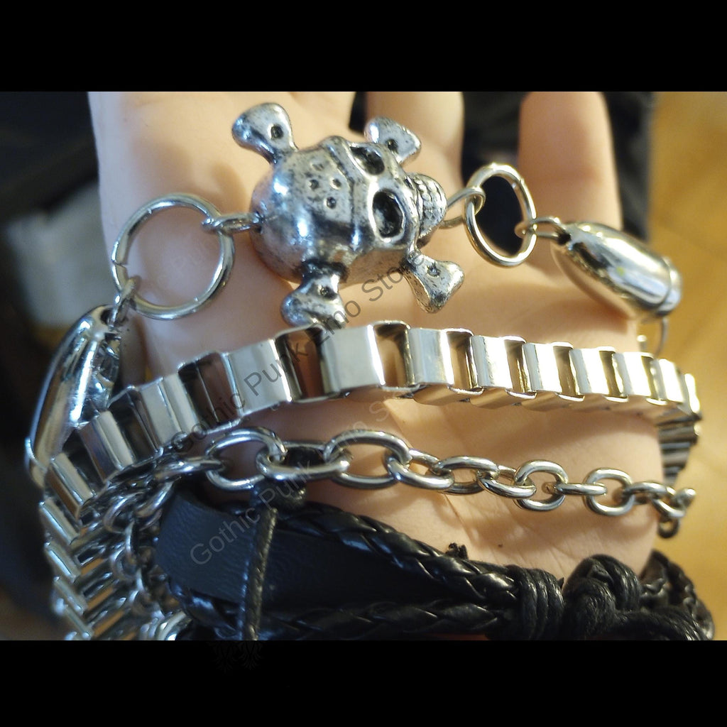 Spiked Bullet Skull Chain