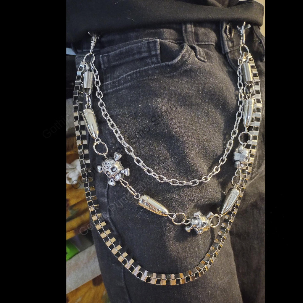 Spiked Bullet Skull Chain