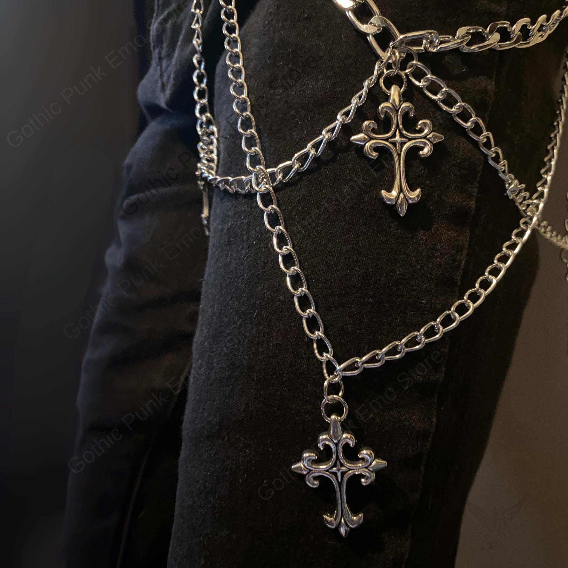 Layered Emo Punk Chain Necklace