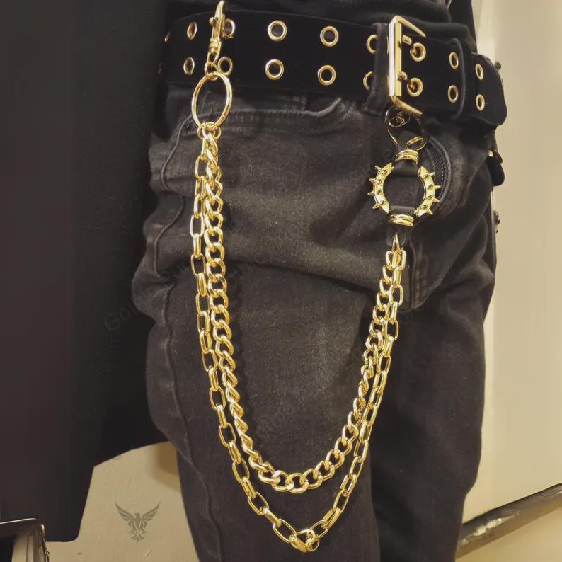 Gold Spiked O-Ring Wallet Chain