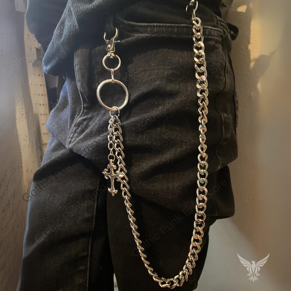 Pants Wallet Chain Cross Men Women