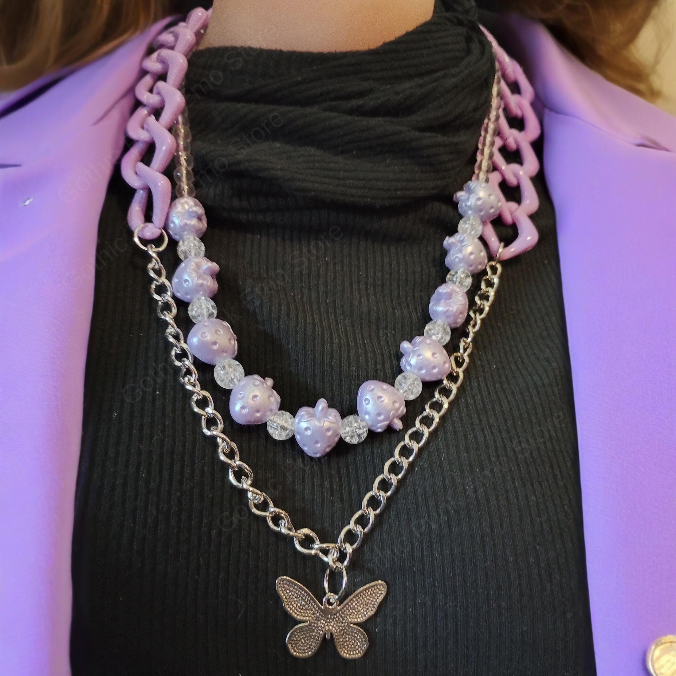 Purple Aesthetics Butterfly Necklace
