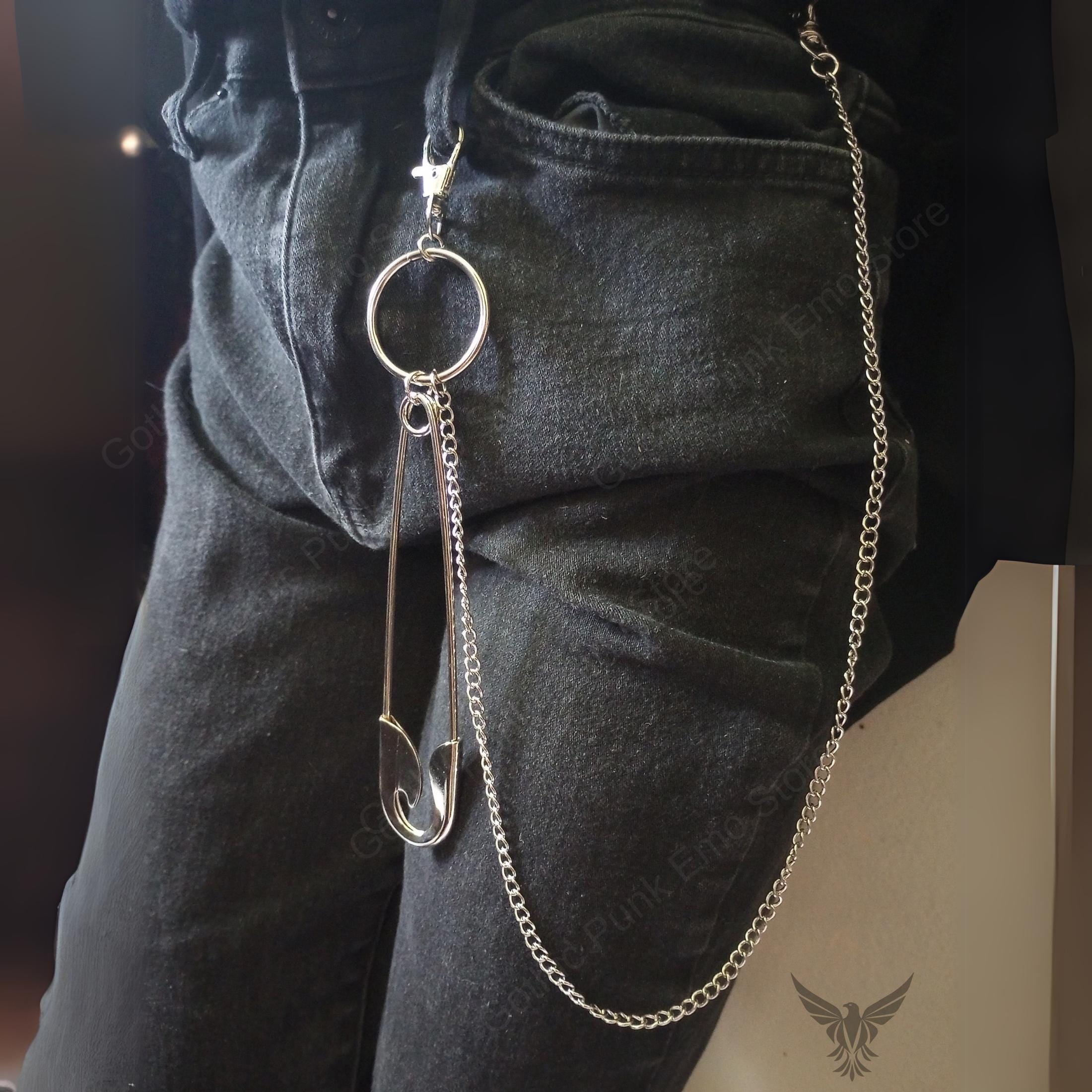 Punk Safety Pin Pants Chain