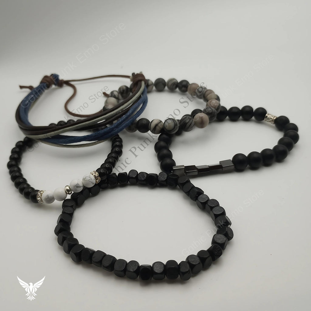 Blue Beaded Bracelet Set