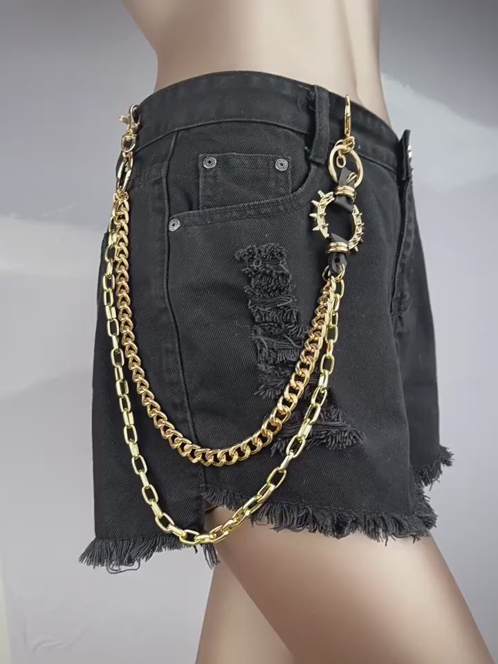 Gold Spiked O-Ring Wallet Chain