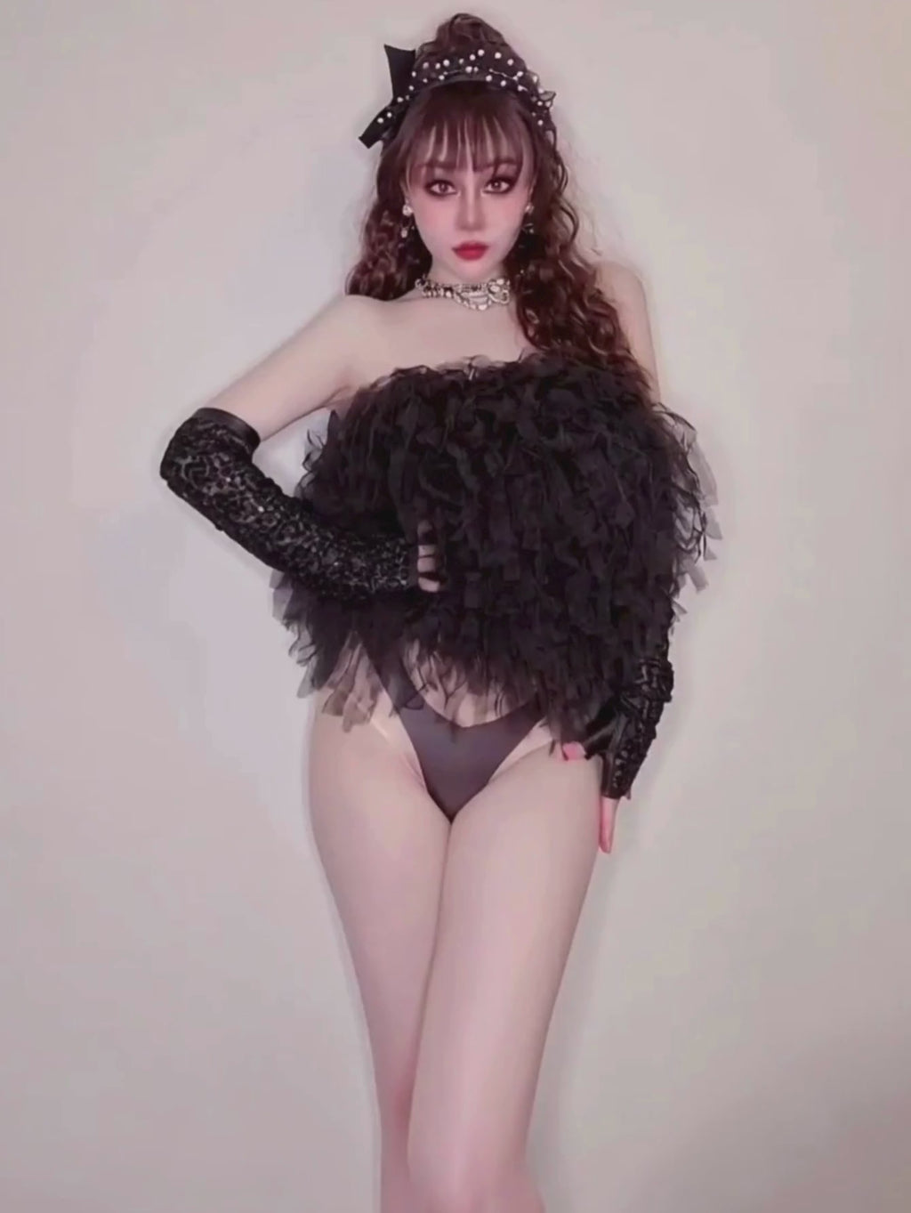 Black Shaggy Drag Queen Dance Costume