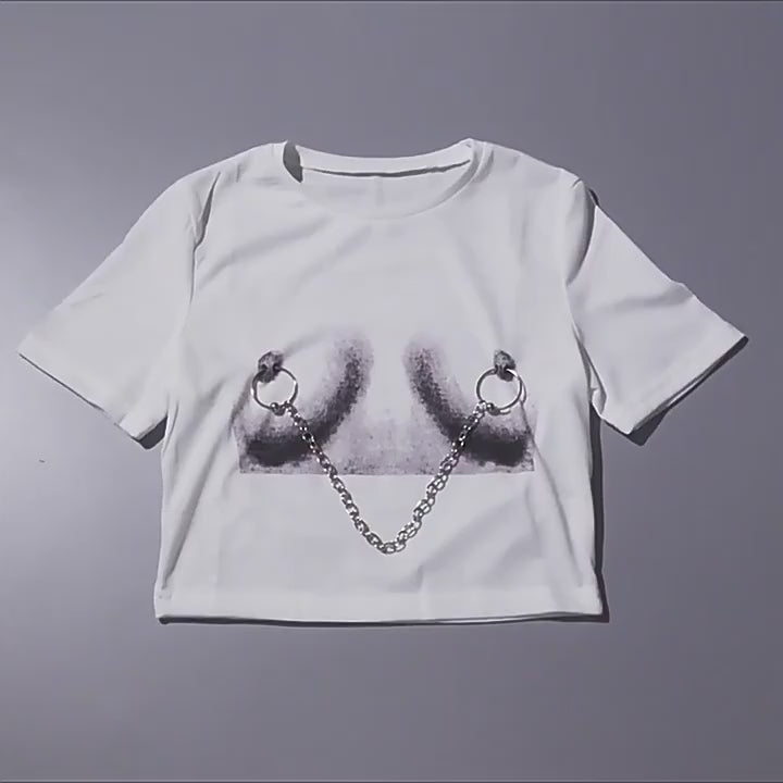 Pierced Chain Cropped Tee