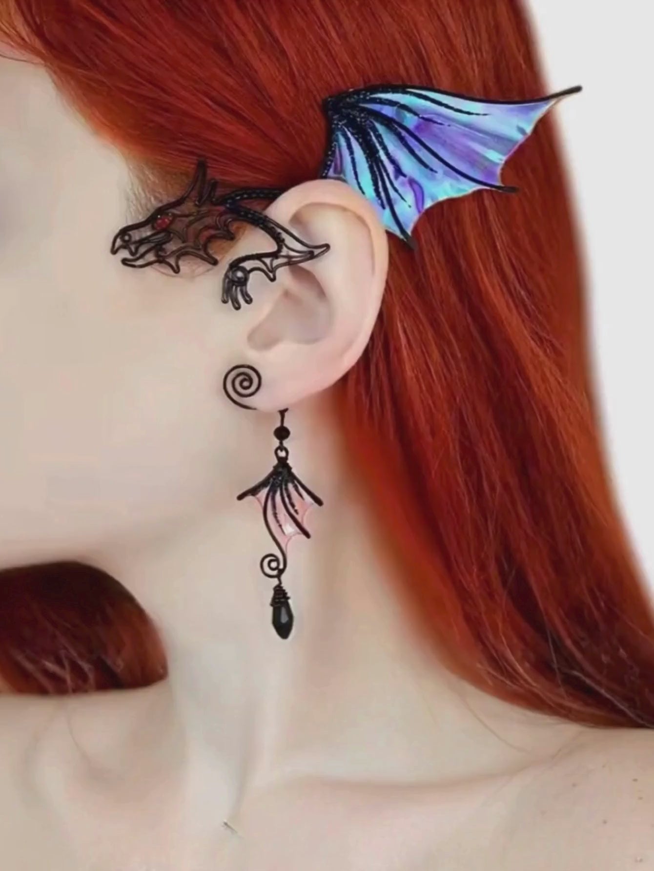 Black Gothic Dragon Ear Cuff