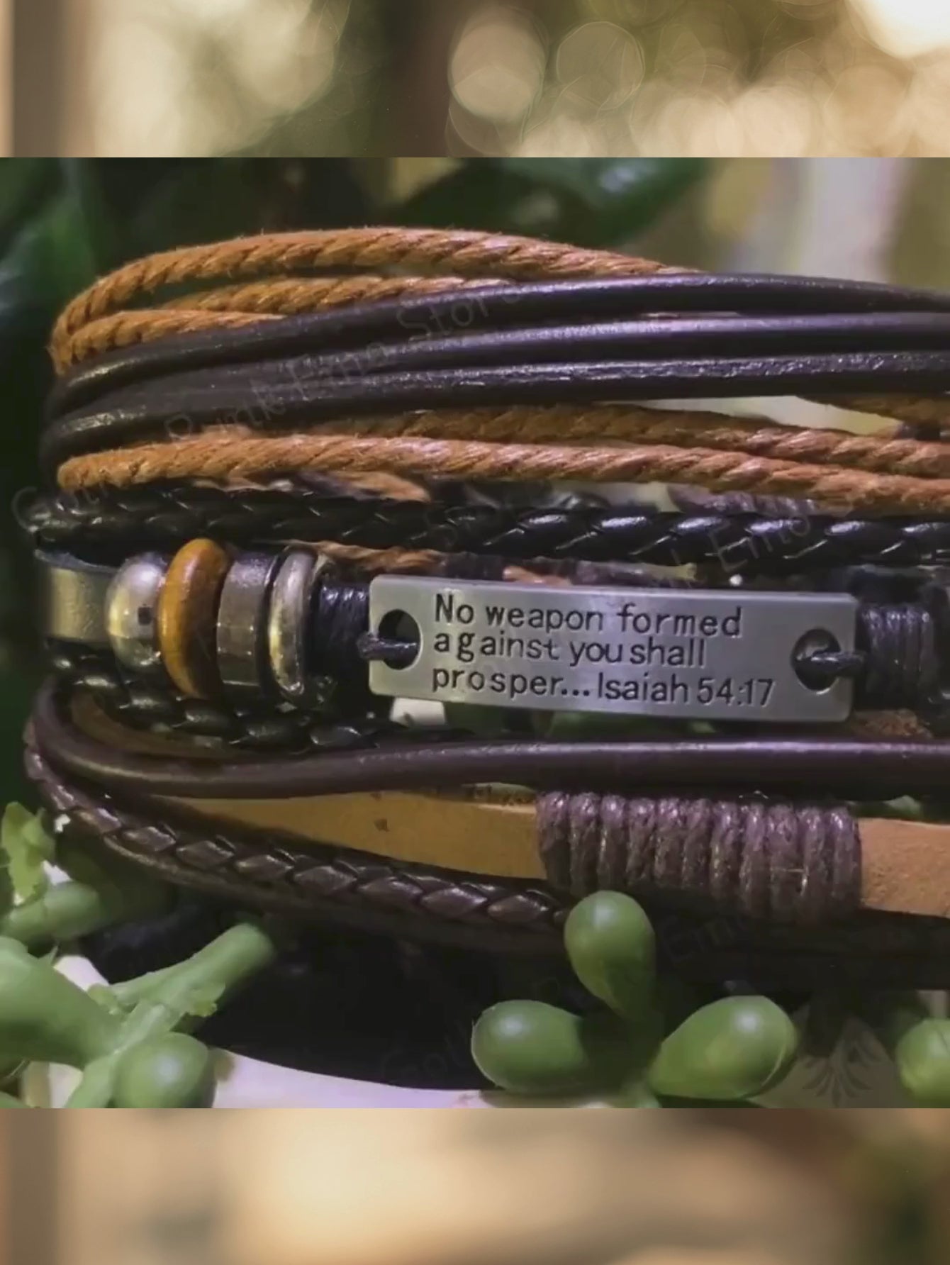 Cross Bible Bracelets 3pc Isaiah 54:17