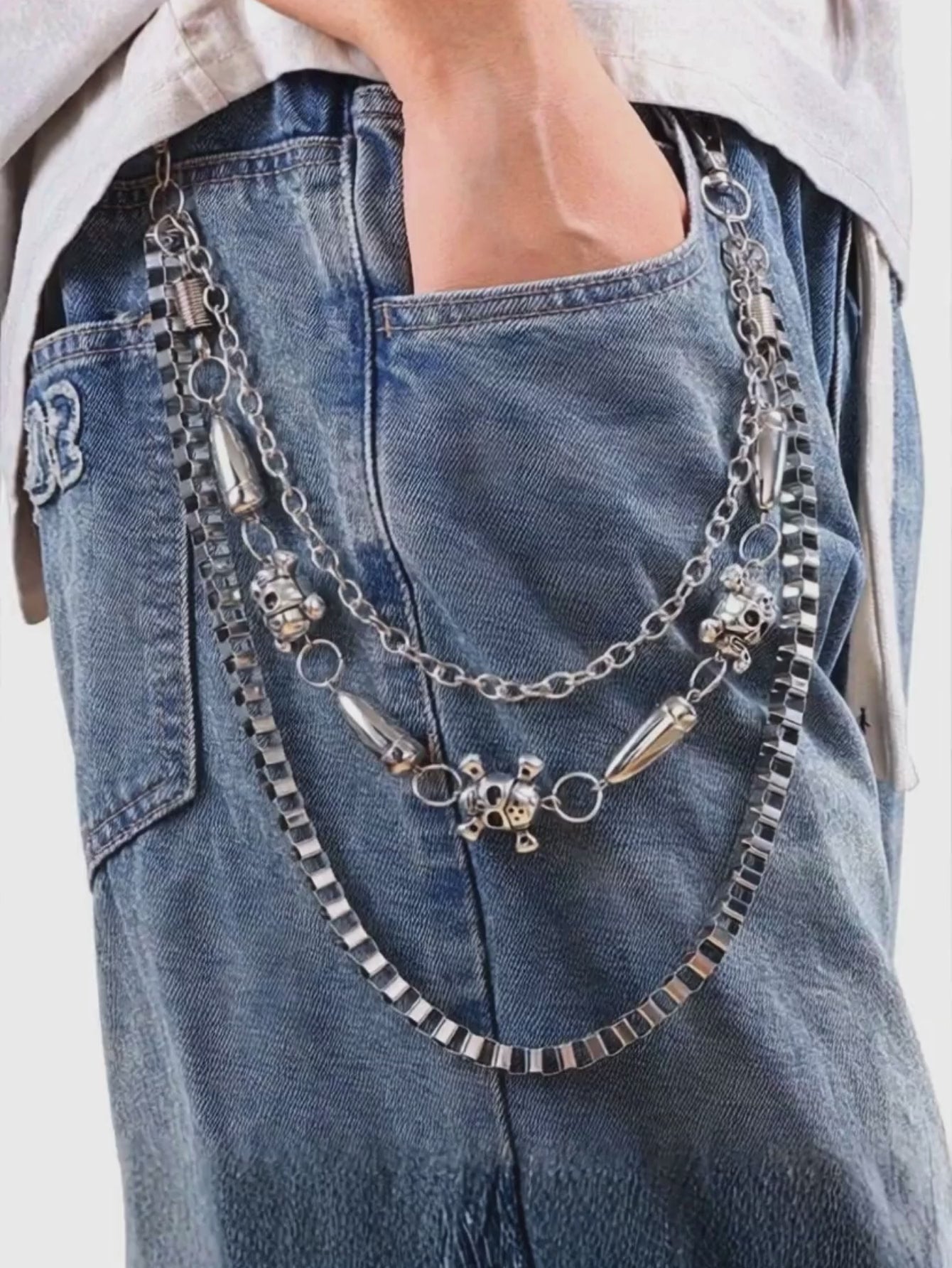 Spiked Bullet Skull Chain