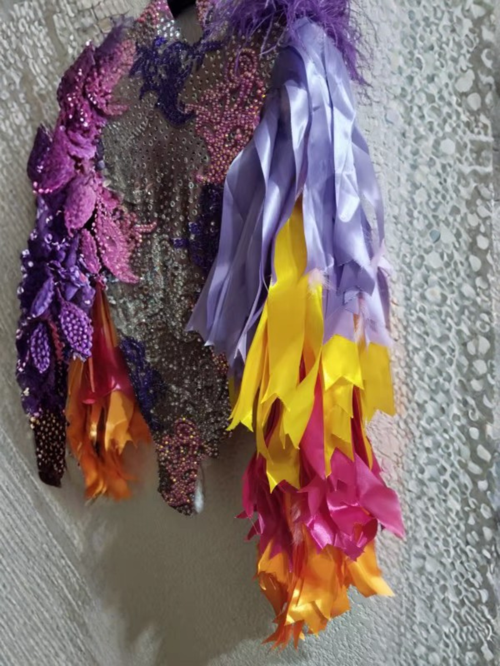 Diamond Monokini Feather Fur Costume