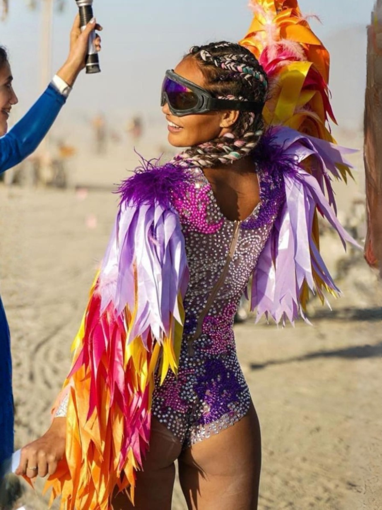 Diamond Monokini Feather Fur Costume