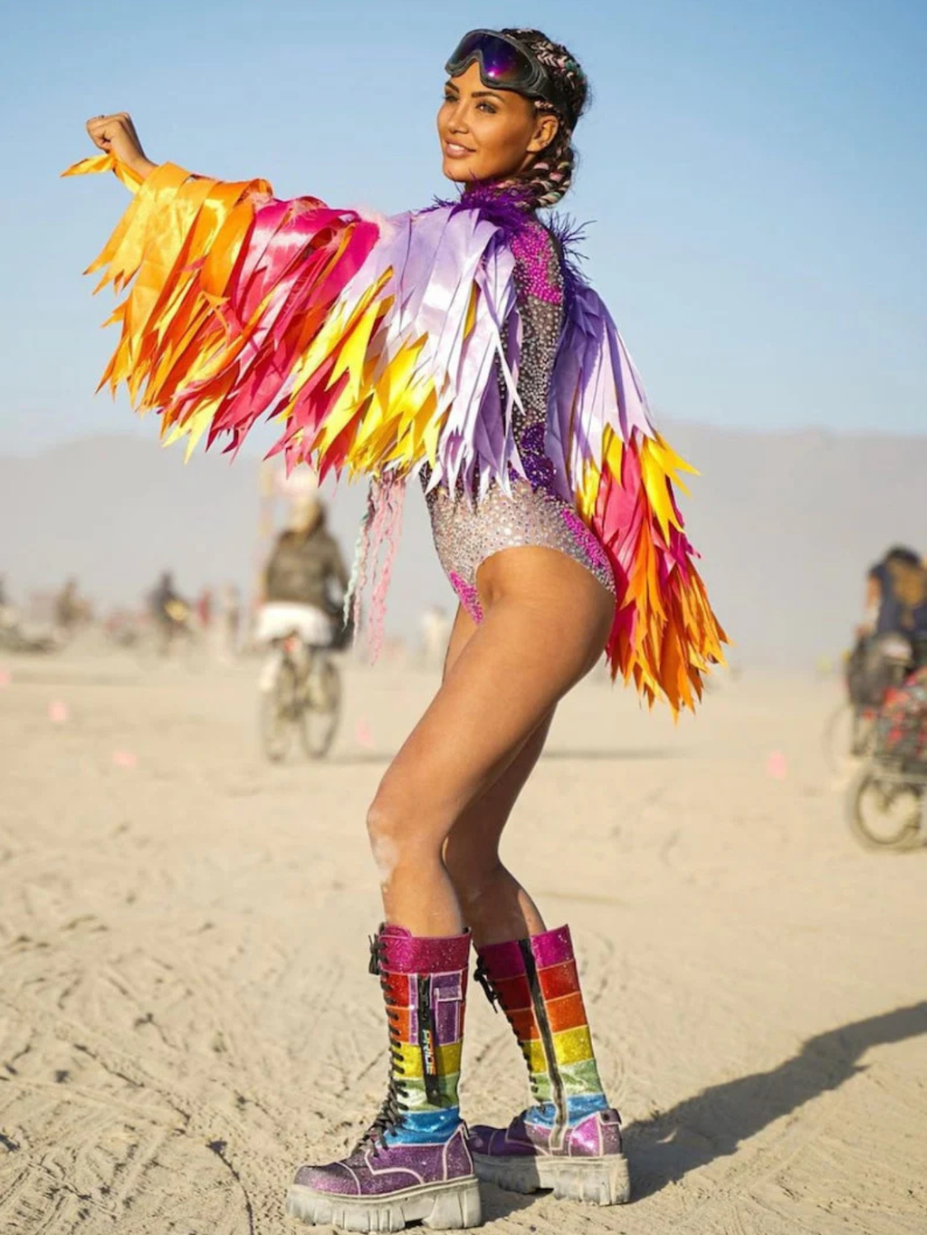 Diamond Monokini Feather Fur Costume