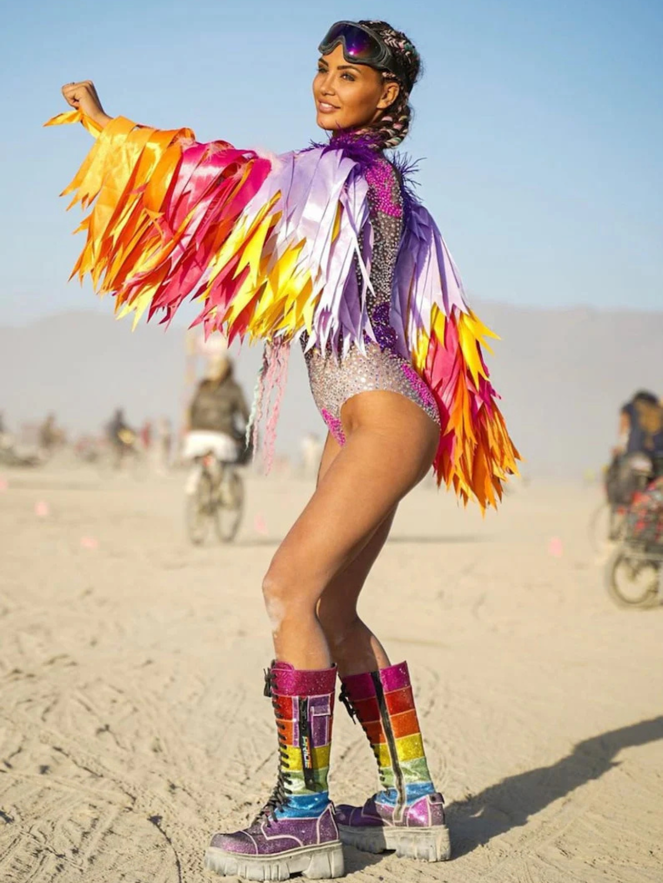 Diamond Monokini Feather Fur Costume