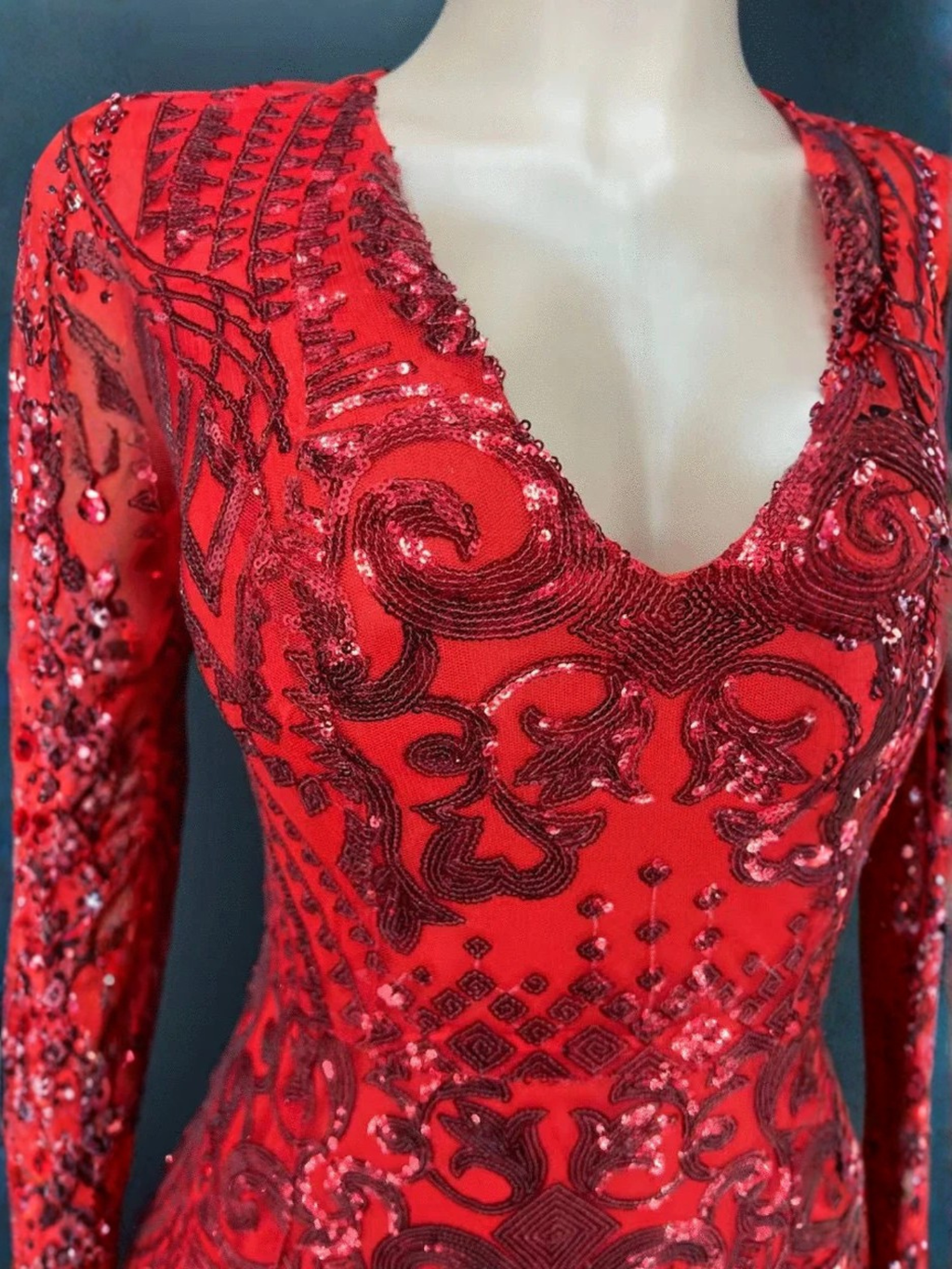 Red Sequence Gown