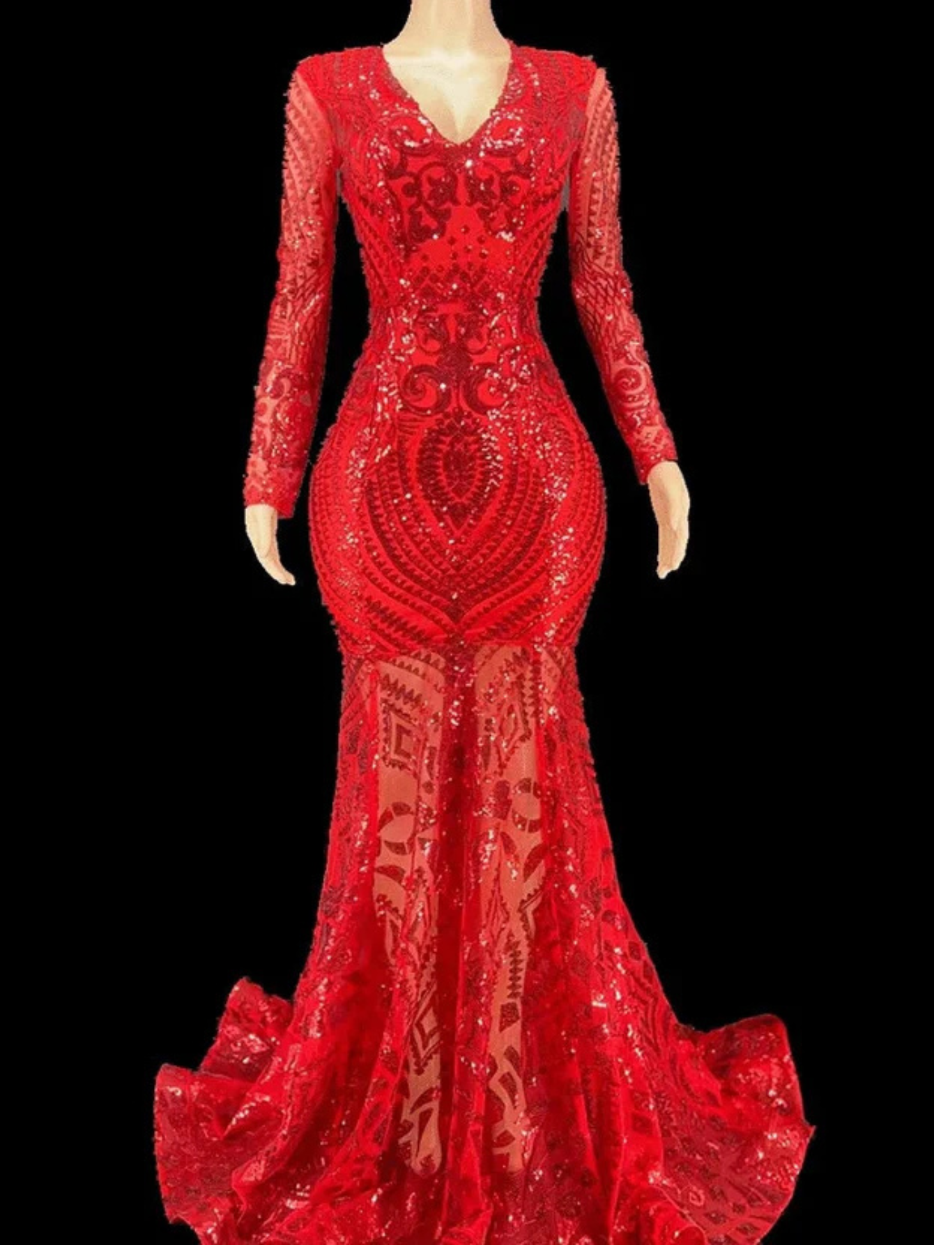 Red Sequence Gown
