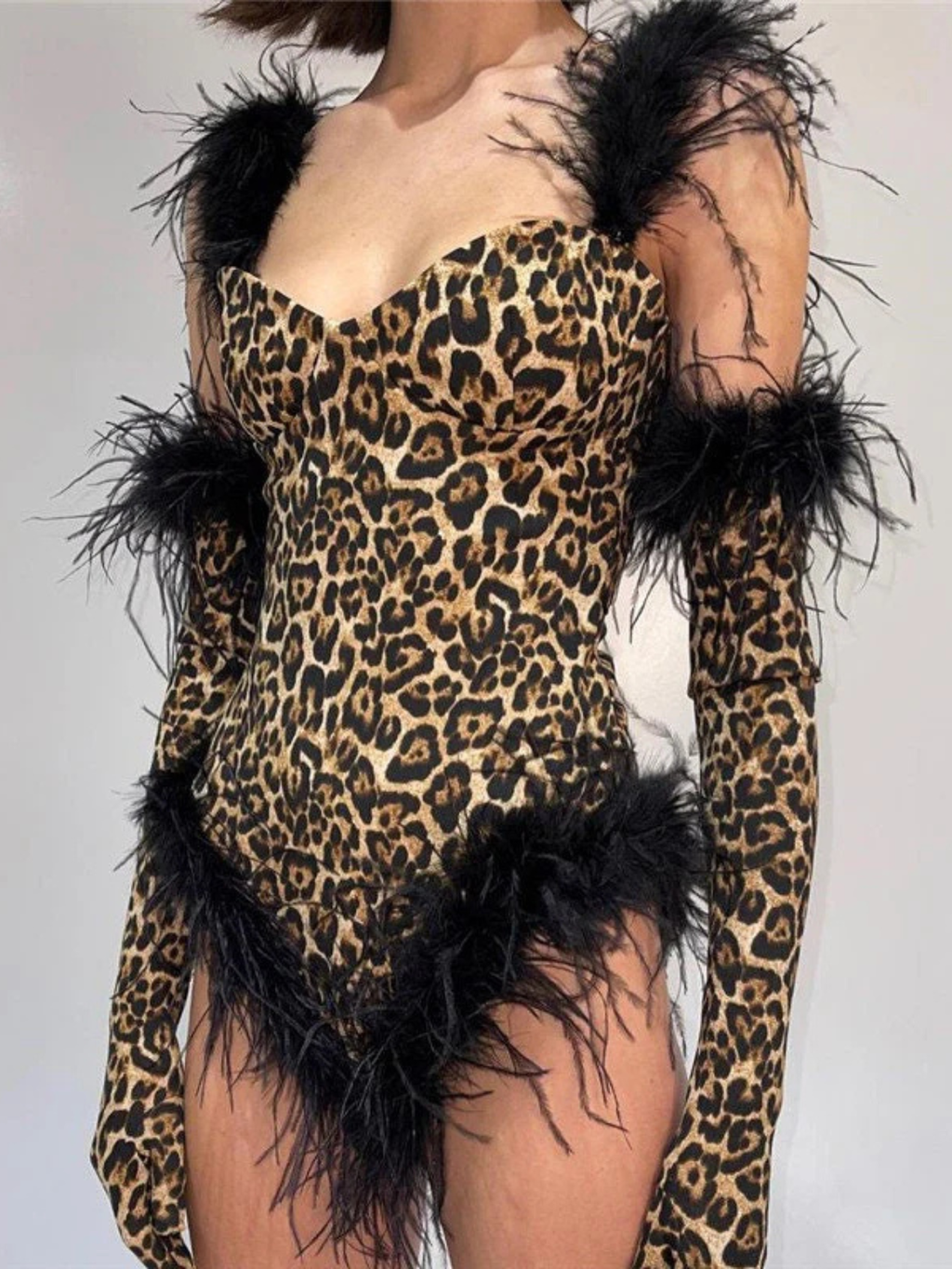 Leopard Monokini With Gloves