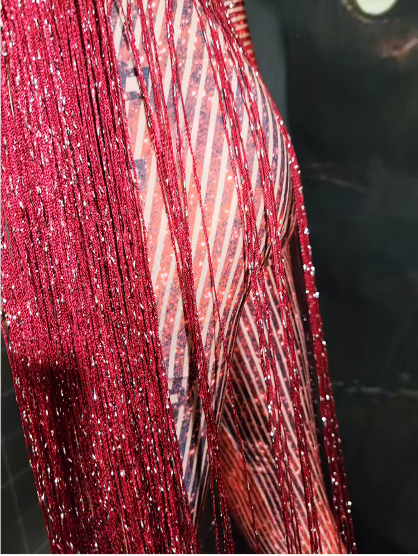 Red Fringe Sequince Drag Queen Lyrical Costume