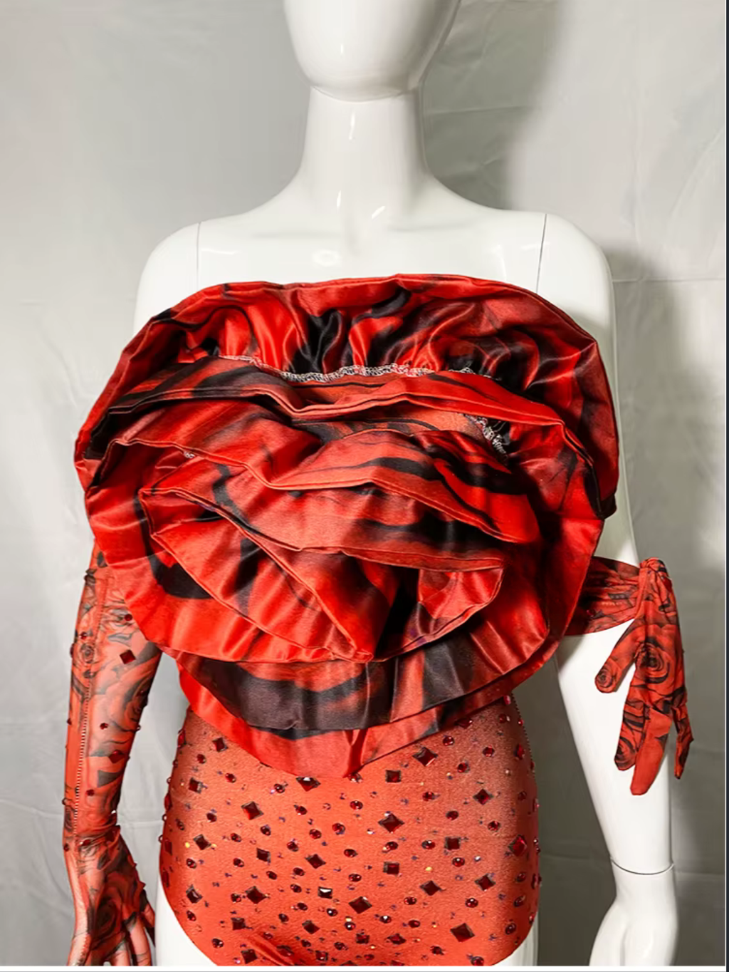 Red Rose Flower Drag Queen Monokini Set