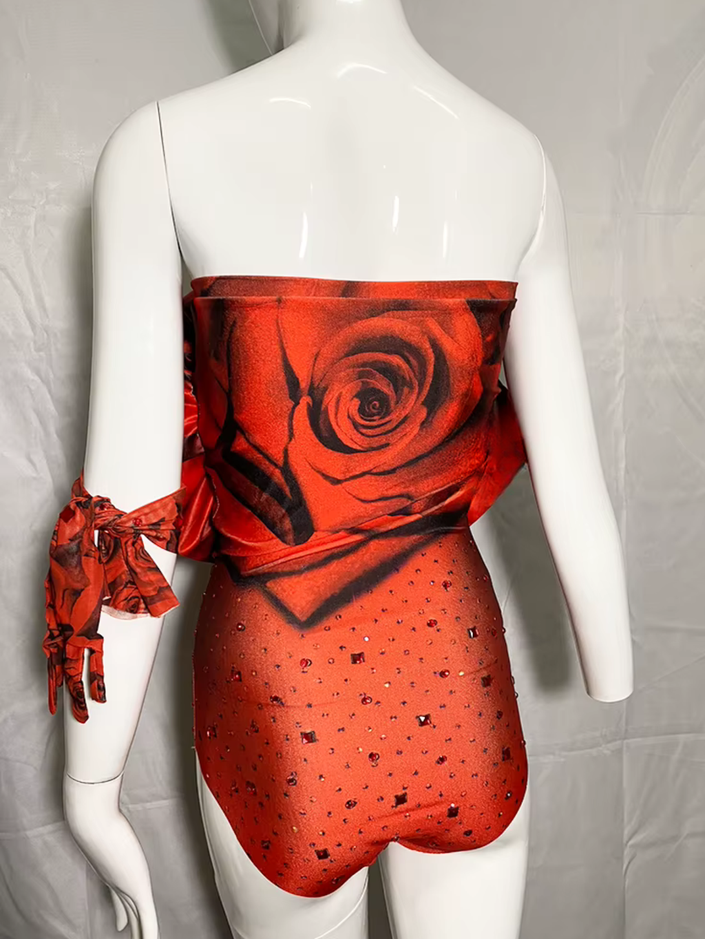 Red Rose Flower Drag Queen Monokini Set