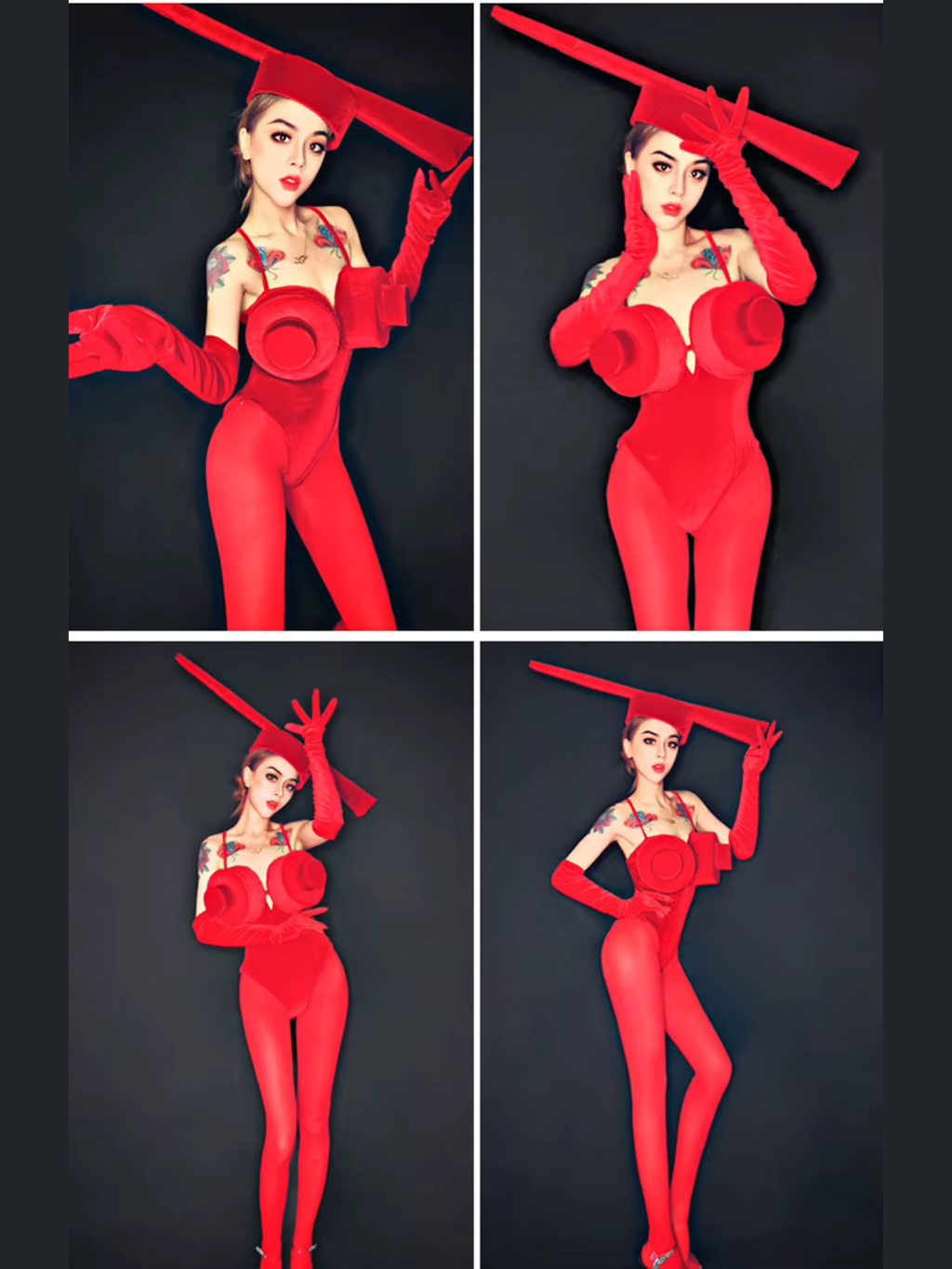Red Drag Queen Hat Monokini Costume