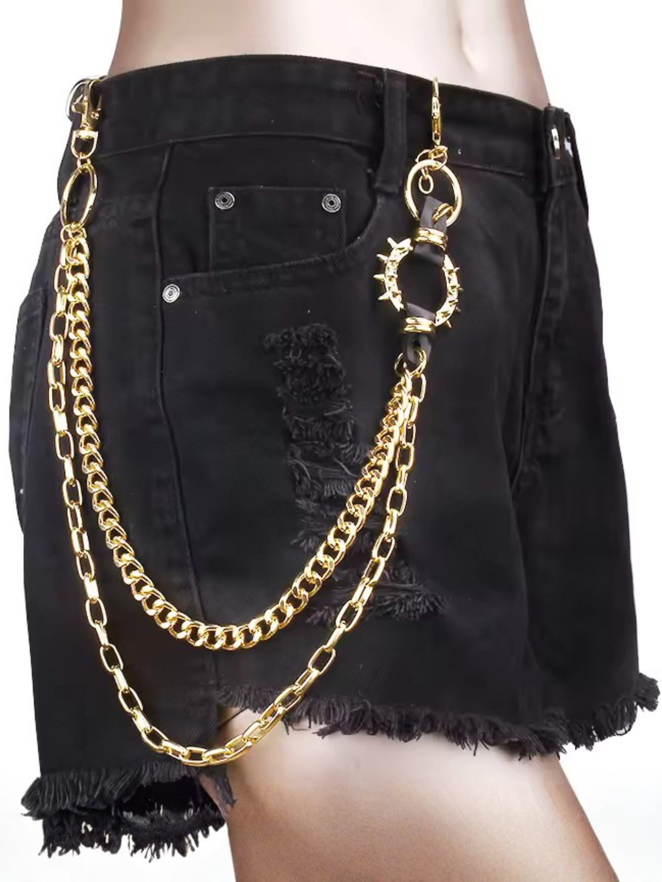 Gold Spiked O-Ring Wallet Chain