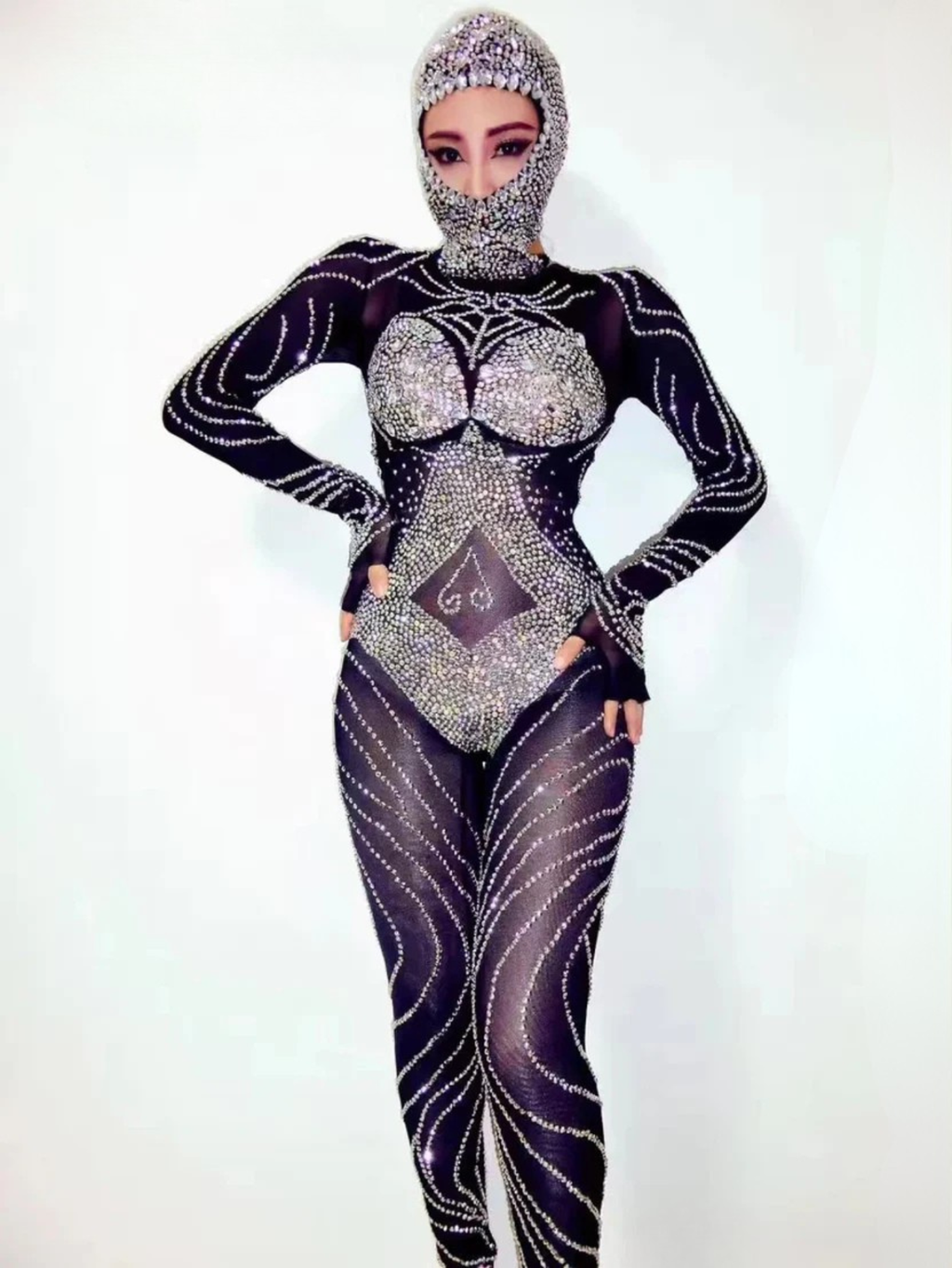 Diamond Jumpsuit With Mask