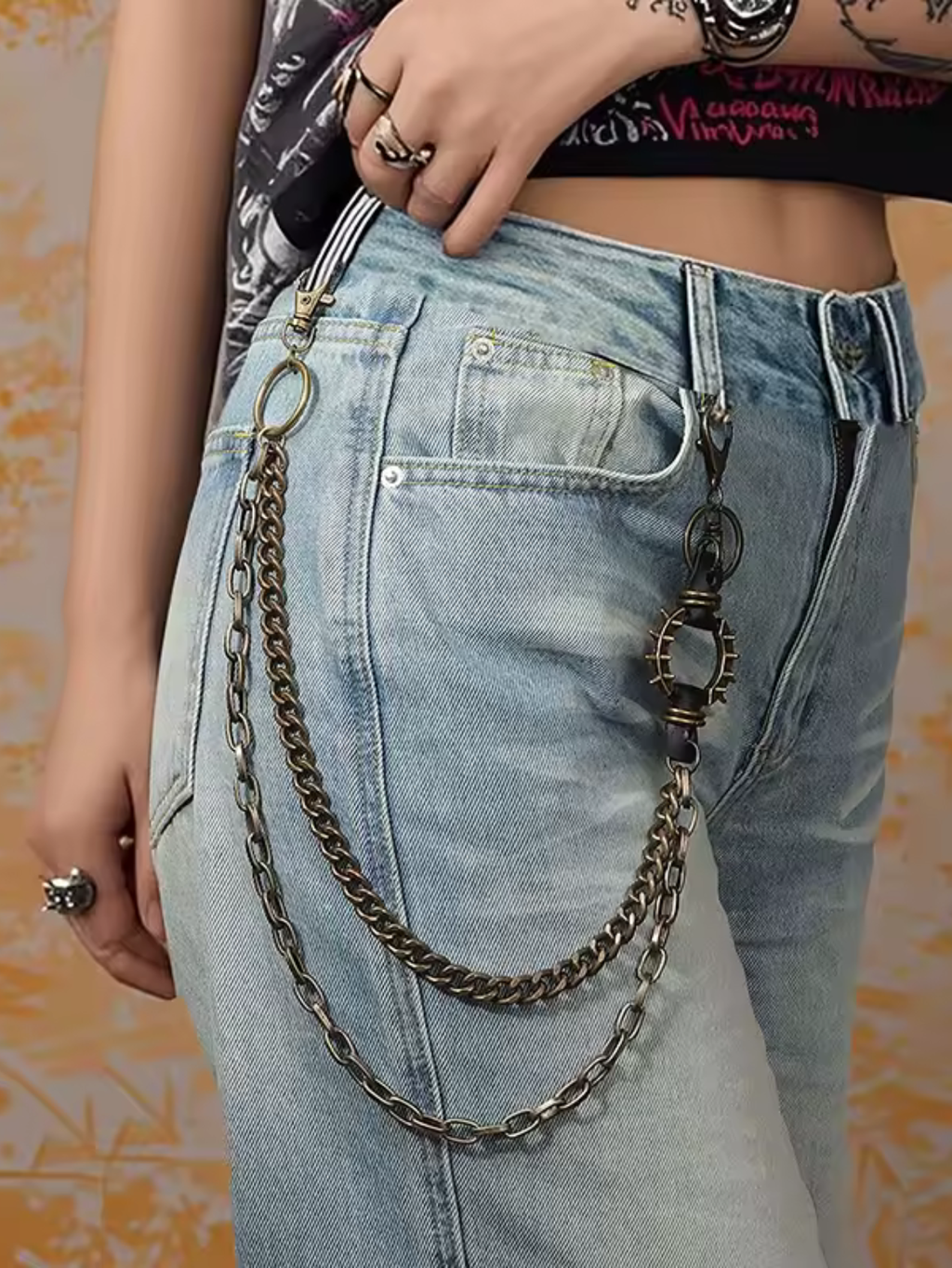 Spiked O Ring Pants Chain