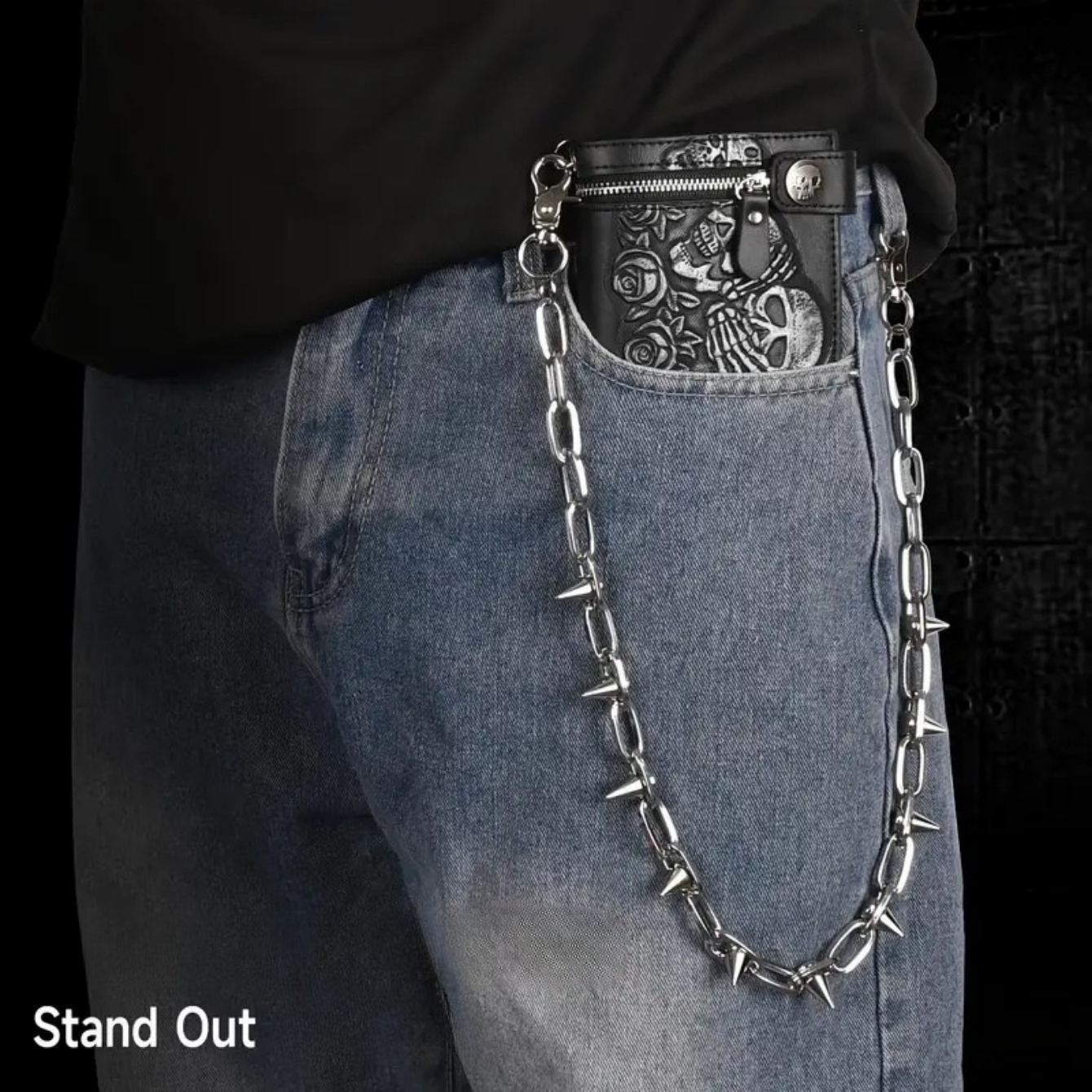 Spiked Punk Wallet Chain Emo