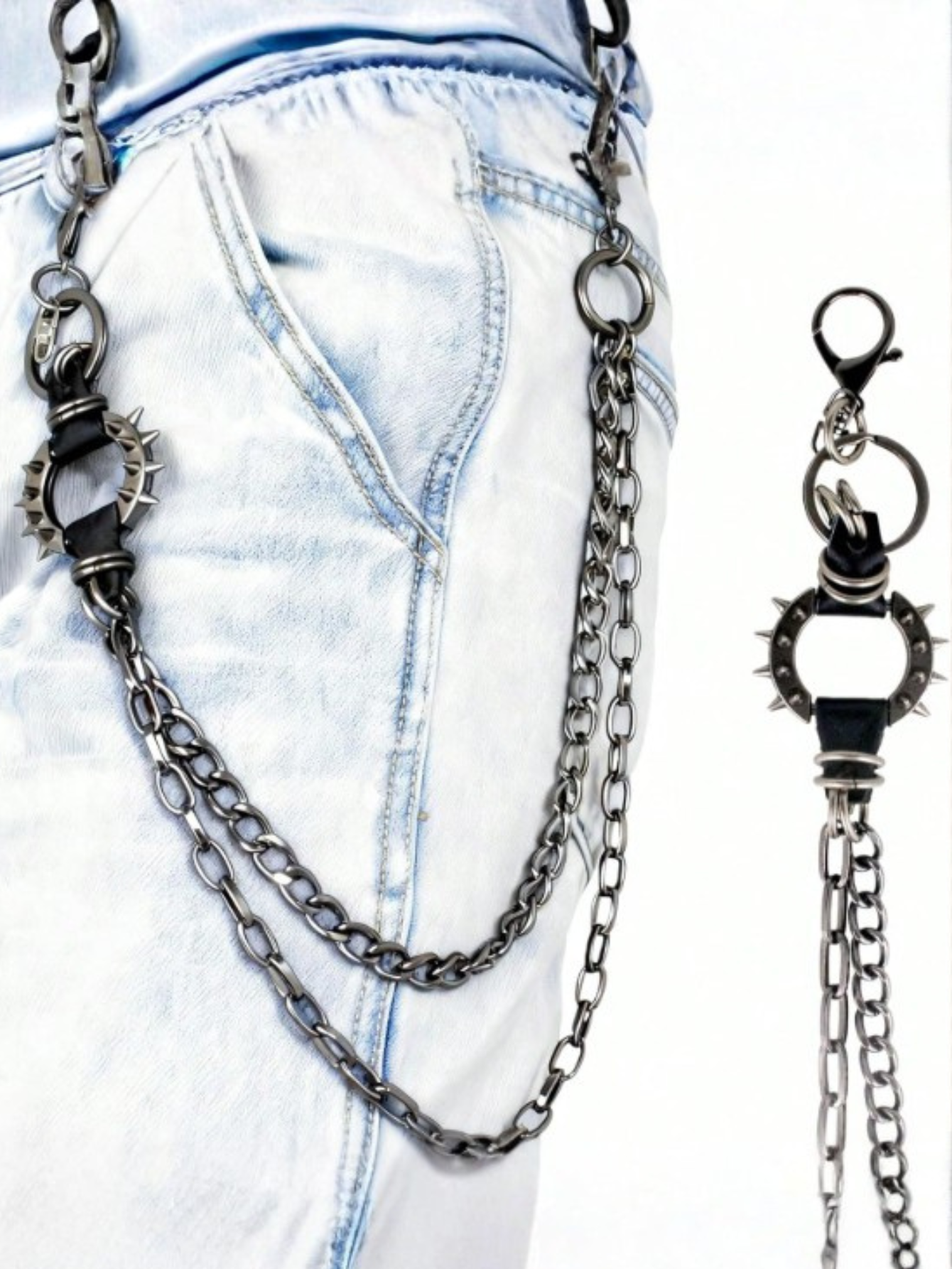 Spiked O Ring Pants Chain