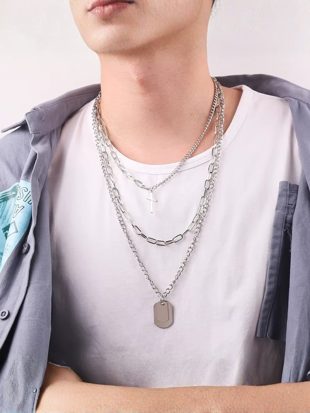 Cross 3Pcs Layer Necklace