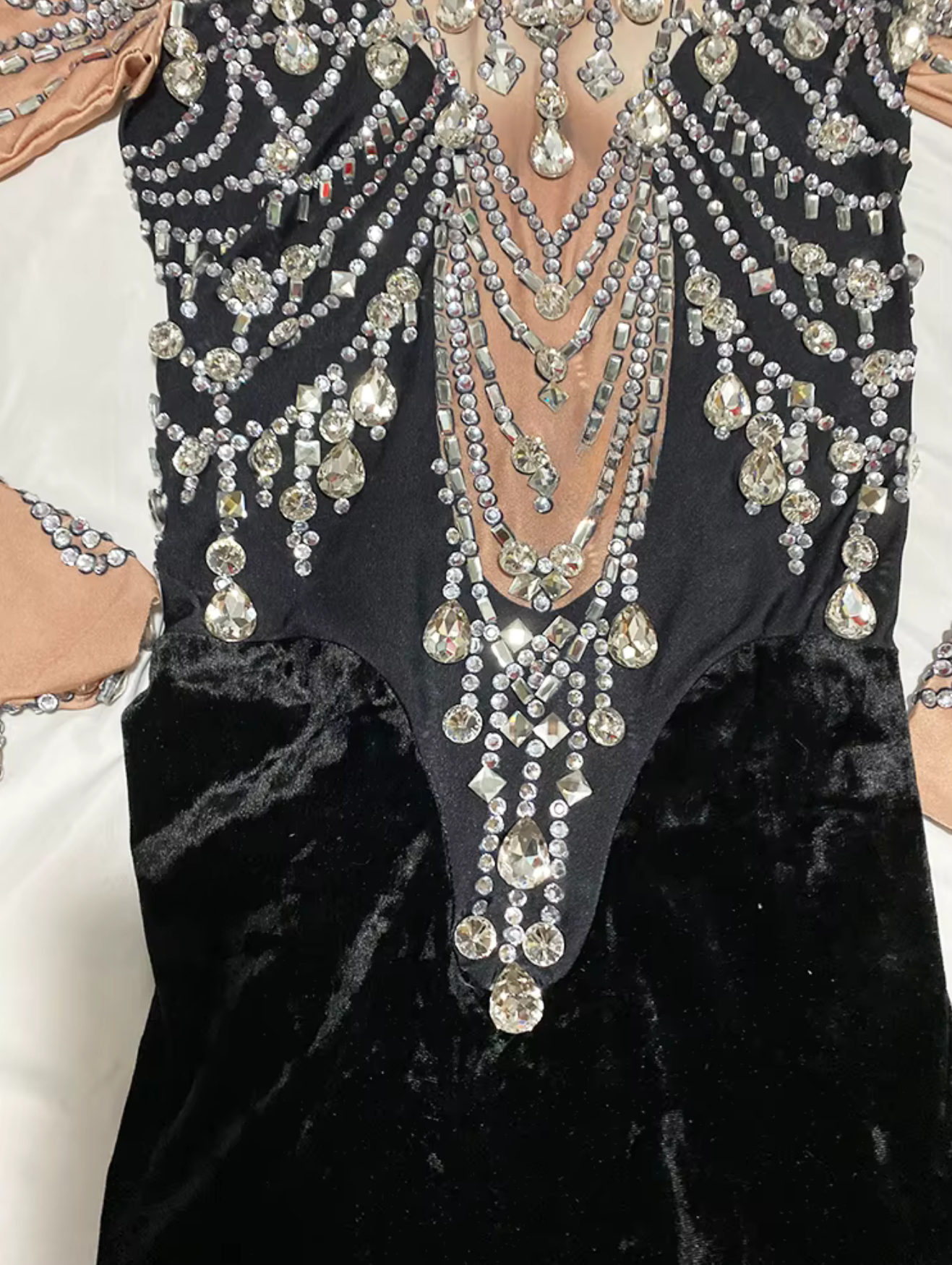 Velvet Black Rhinestone Dress