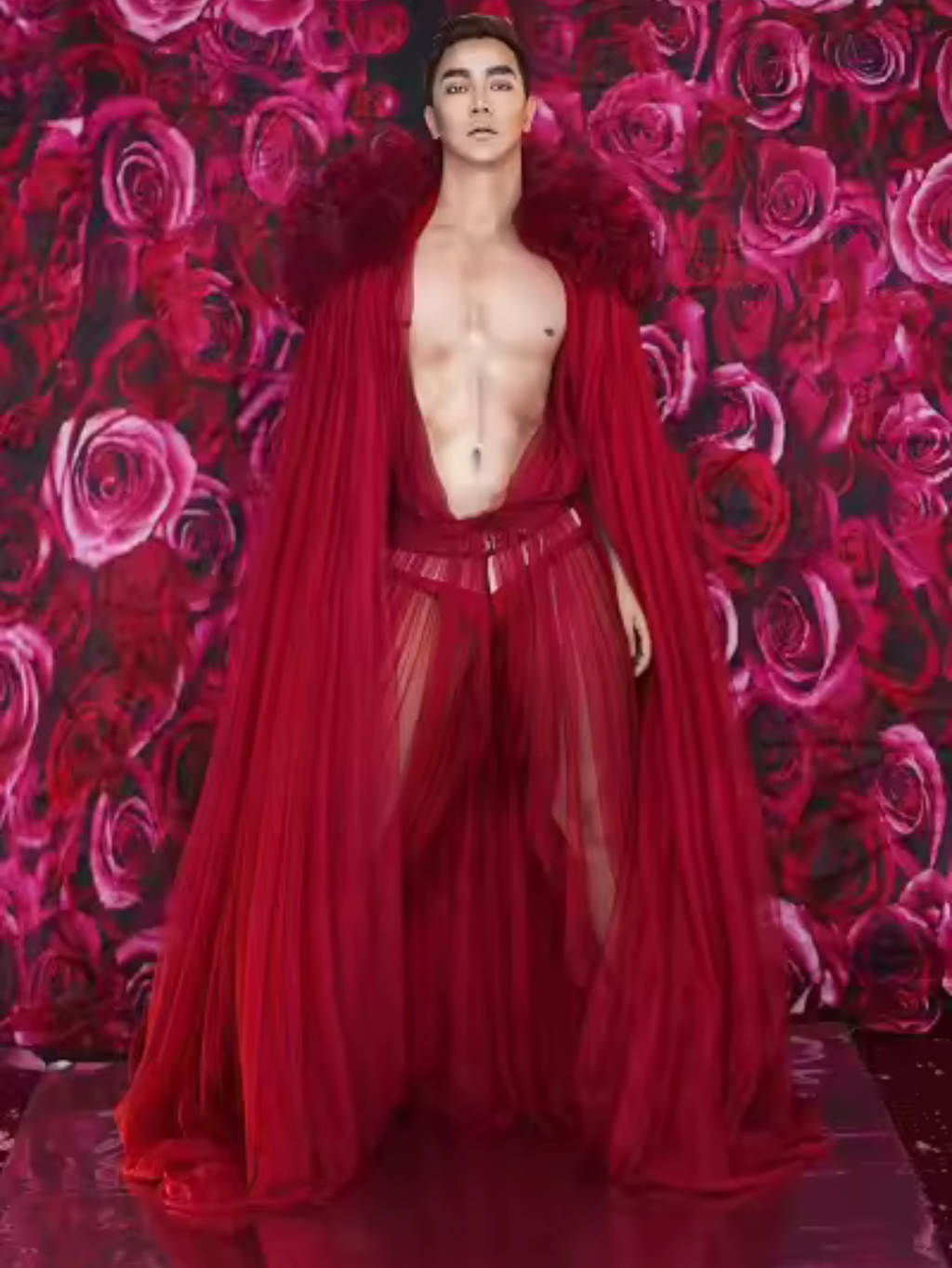 Red Sheer Sex Siren Drag Queen Costume