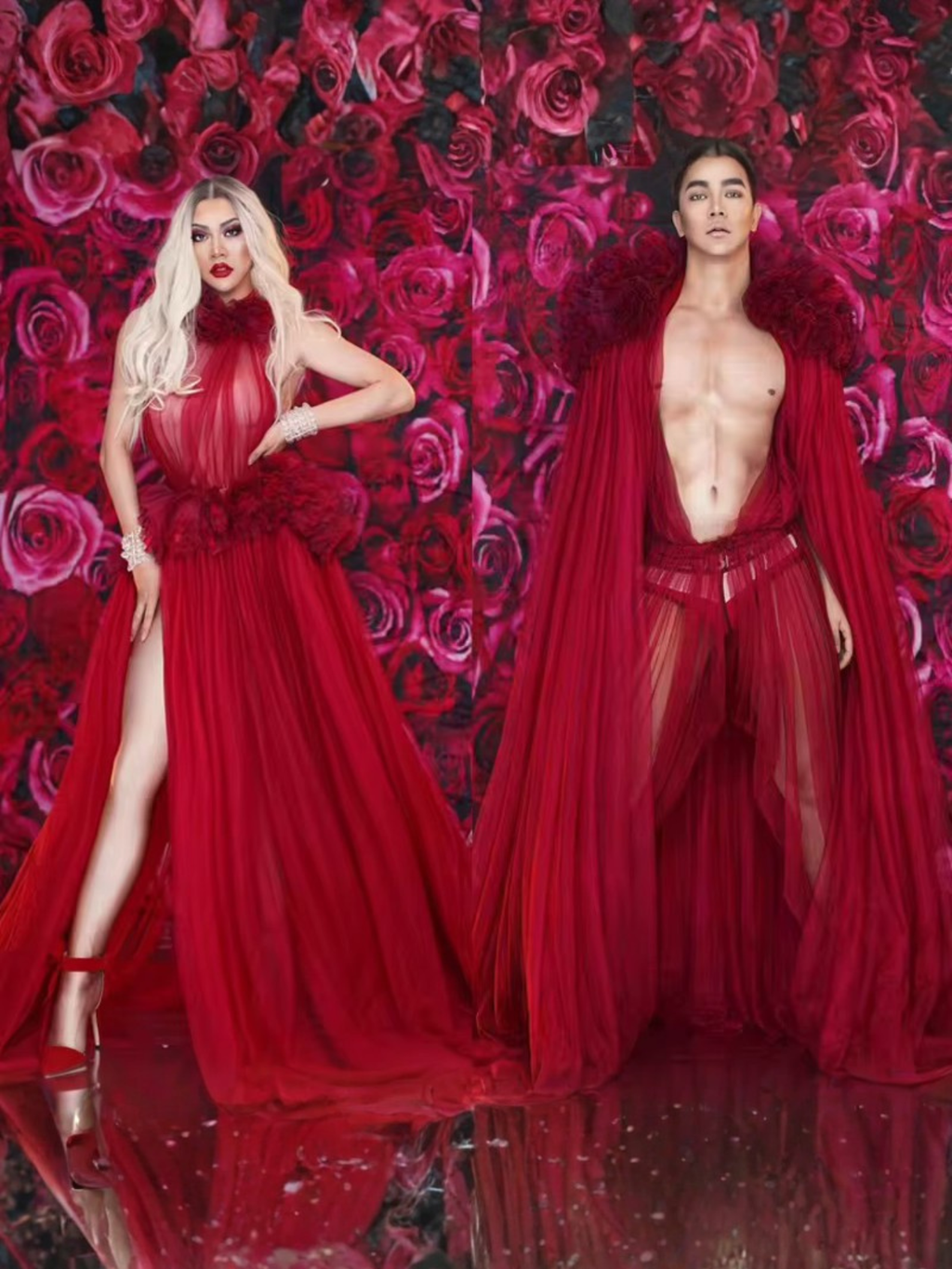 Red Sheer Sex Siren Drag Queen Costume