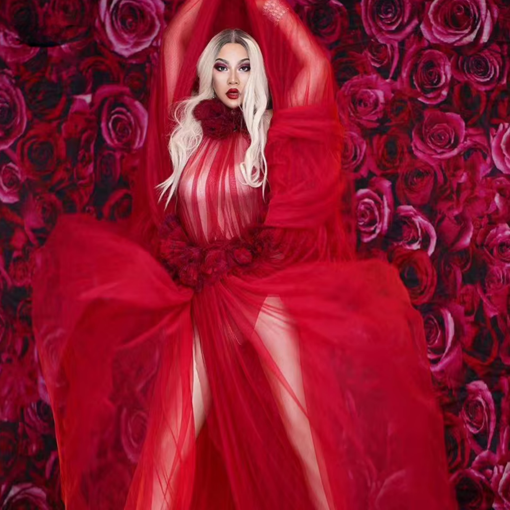 Red Sheer Sex Siren Drag Queen Costume