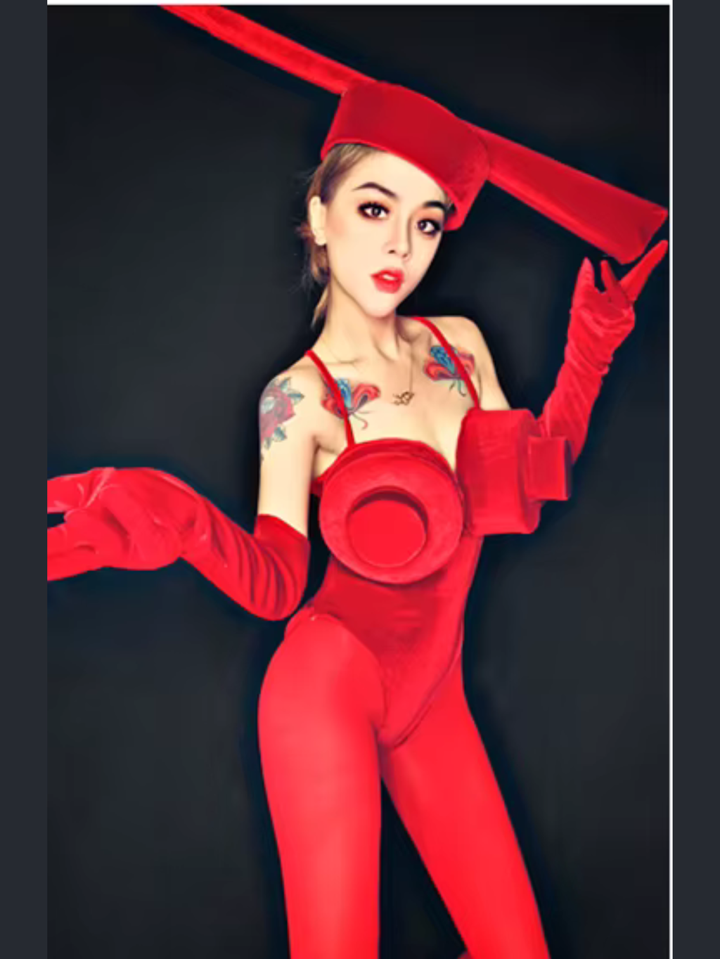 Red Drag Queen Hat Monokini Costume