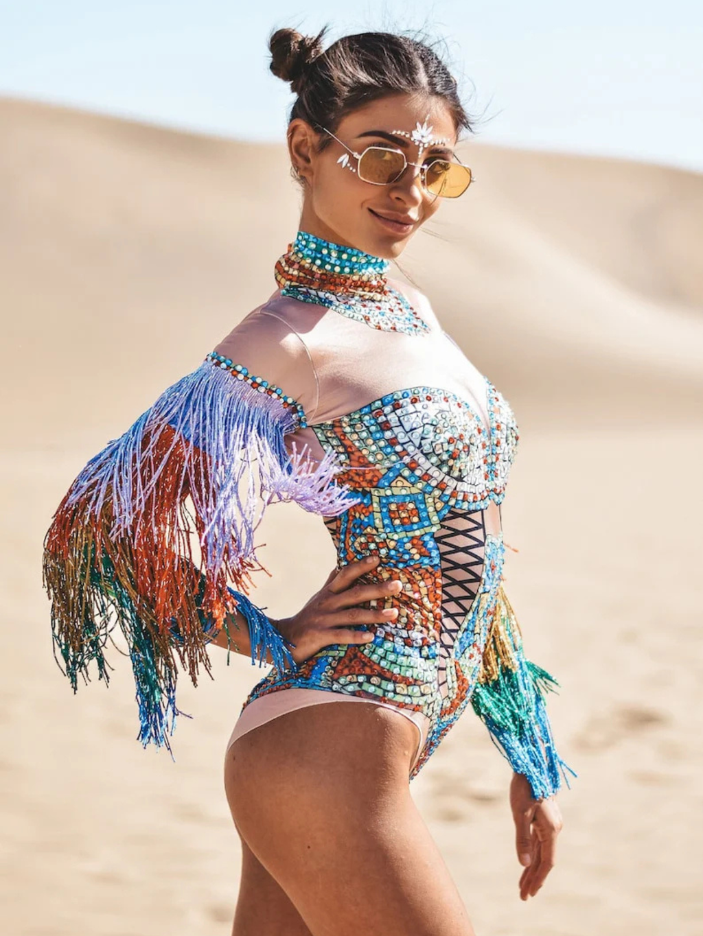 Diamond Rainbow Monokini Fringe Costume