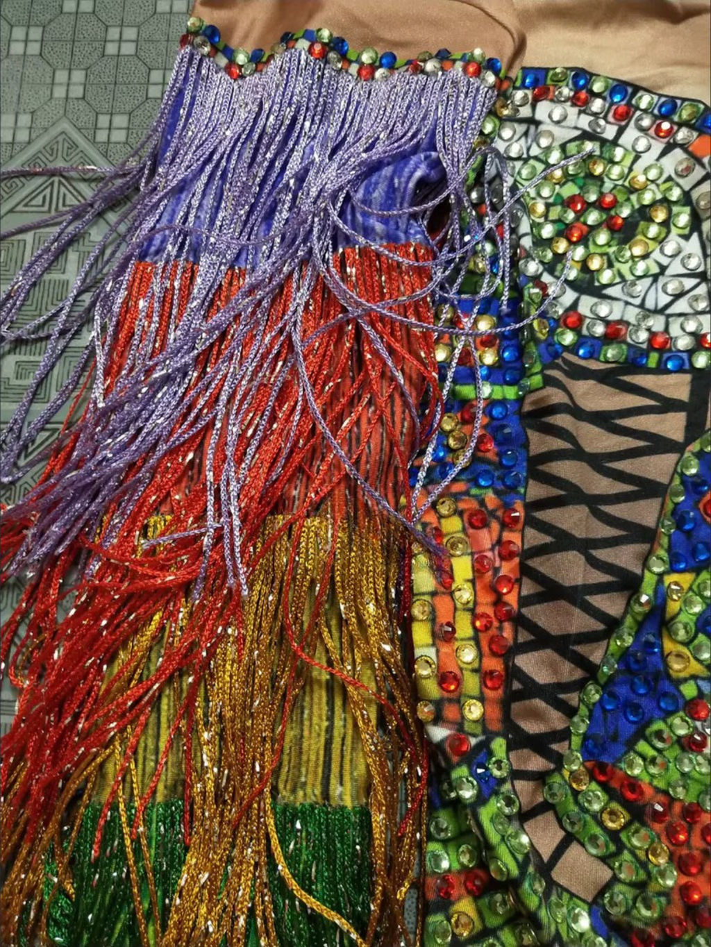 Diamond Rainbow Monokini Fringe Costume