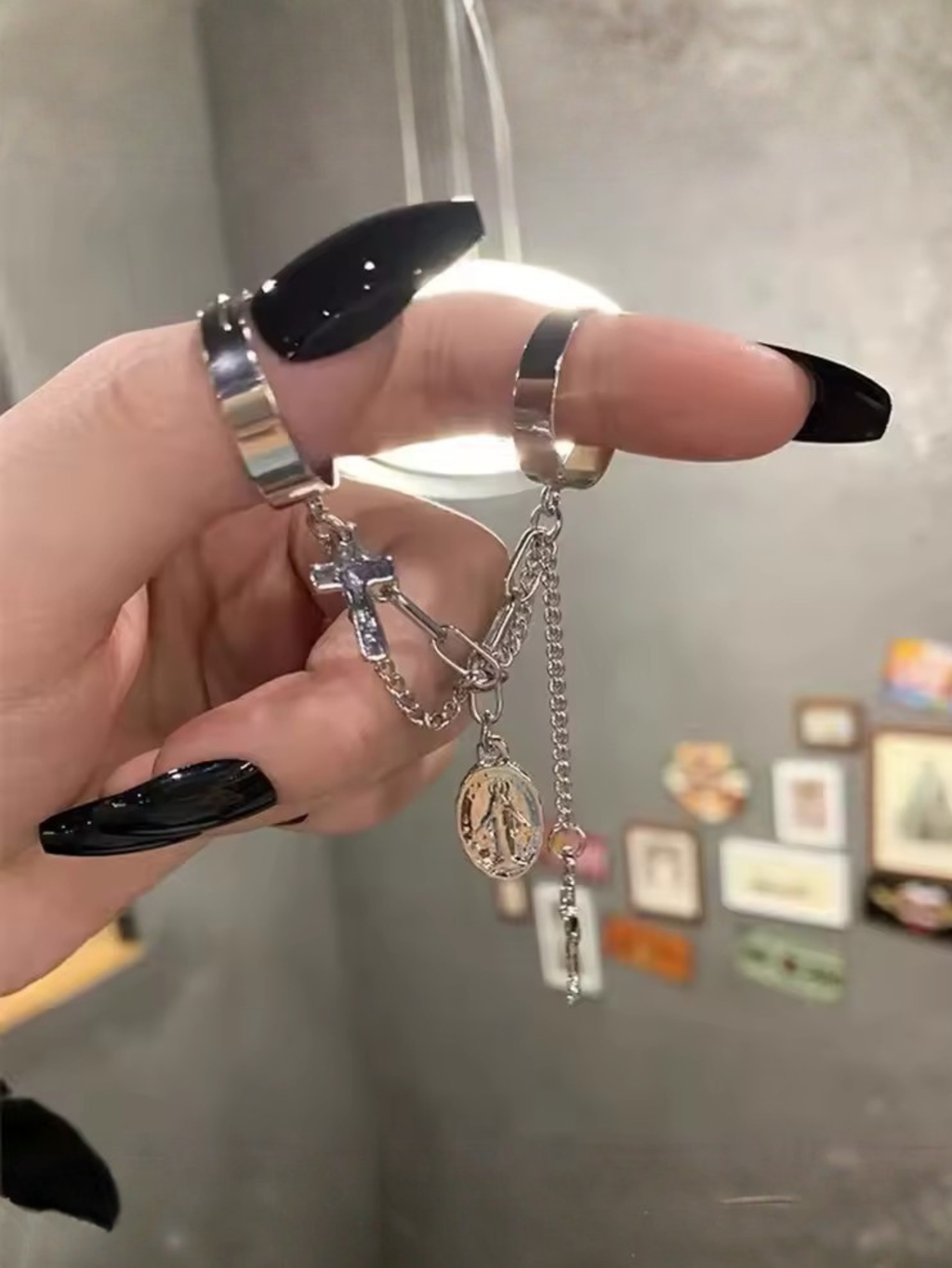 Cross Chain Rosary Ring