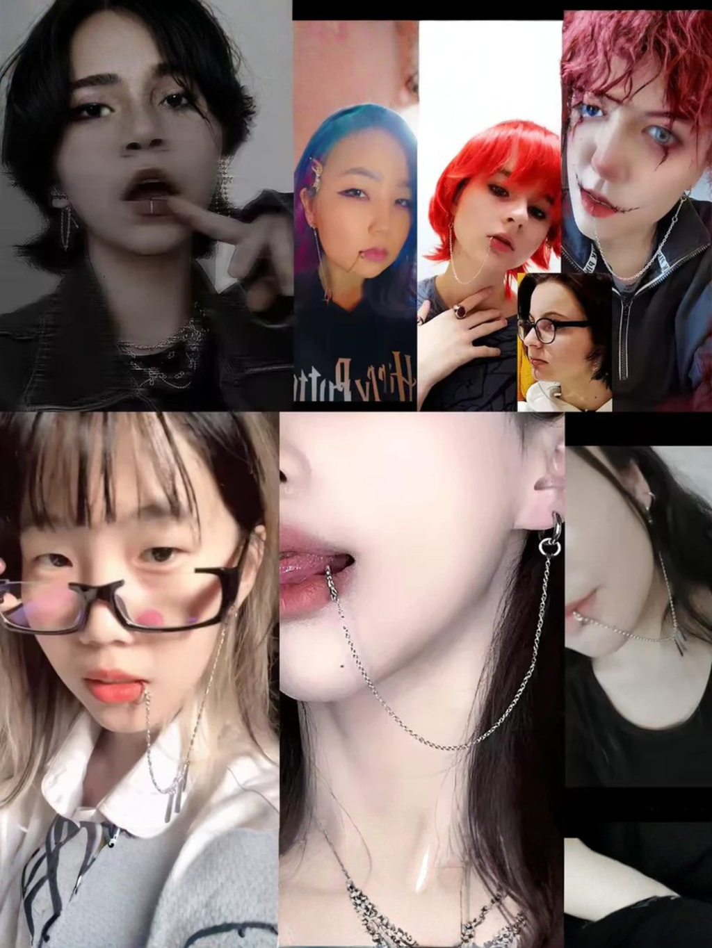 Lip to Ear Chain Anime Cosplay Jewelry 12pc