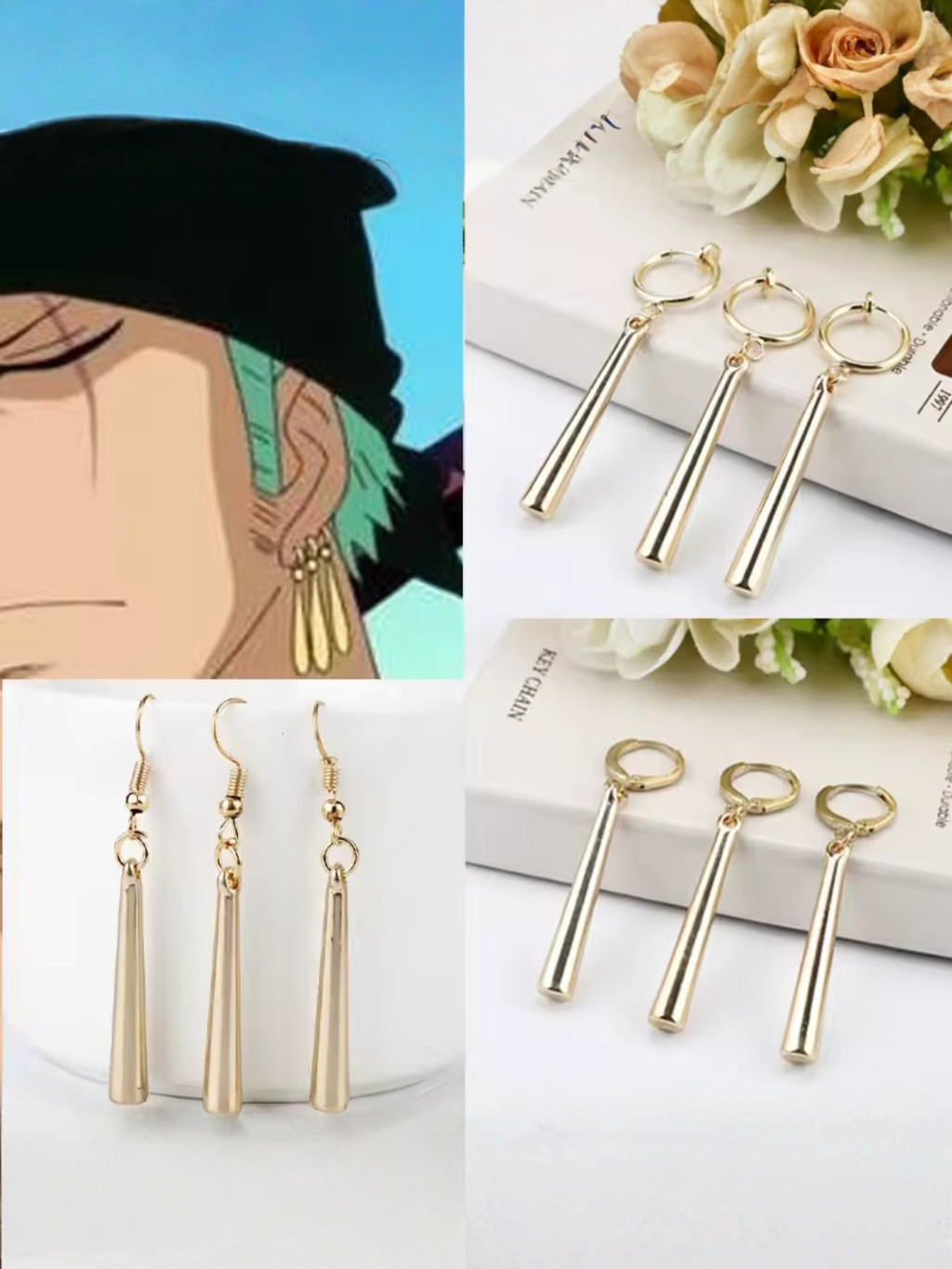 Zoro Gold Anime Cosplay Earrings